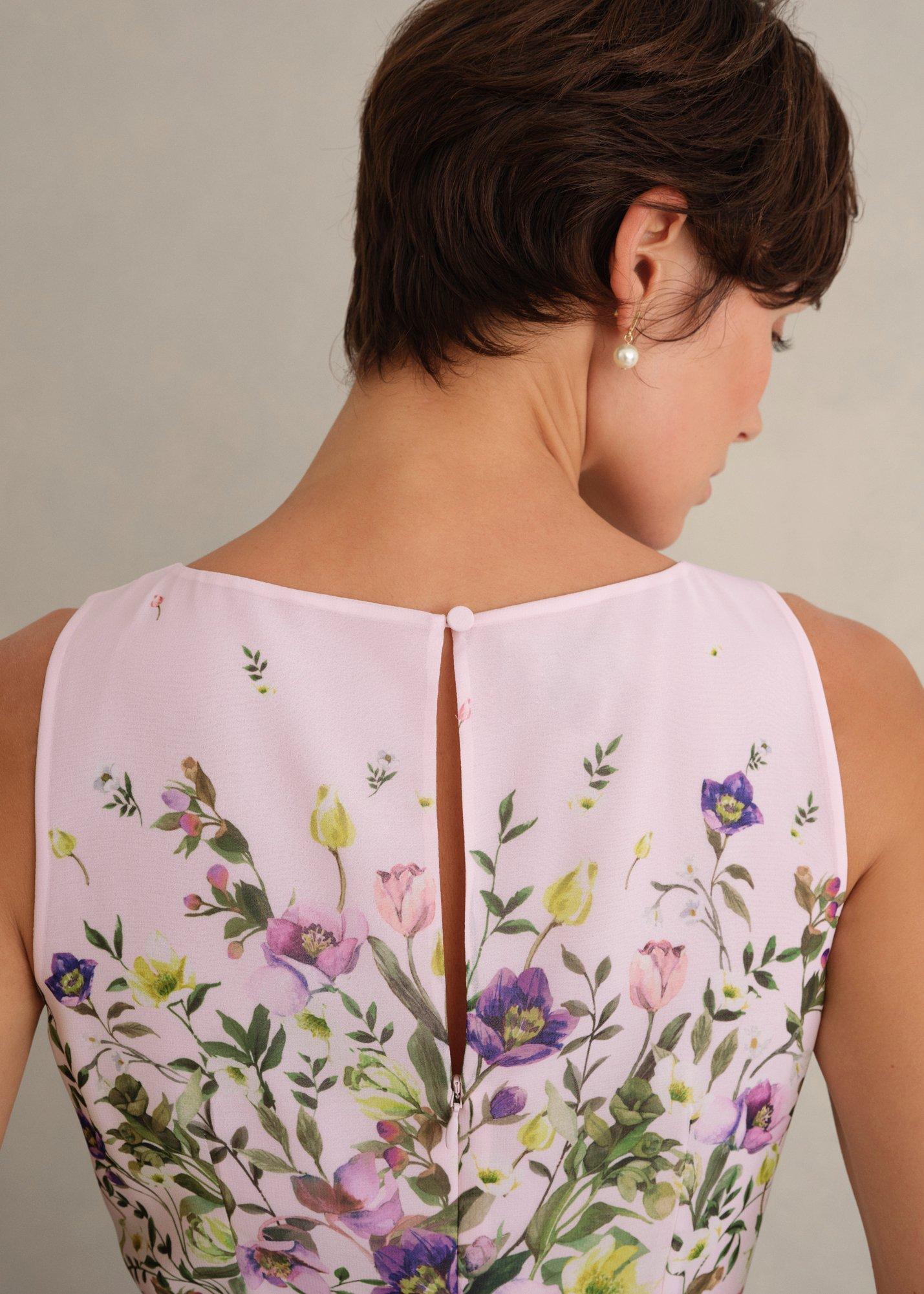 Petite Carly Floral Dress, Pale Pink Multi, hi-res