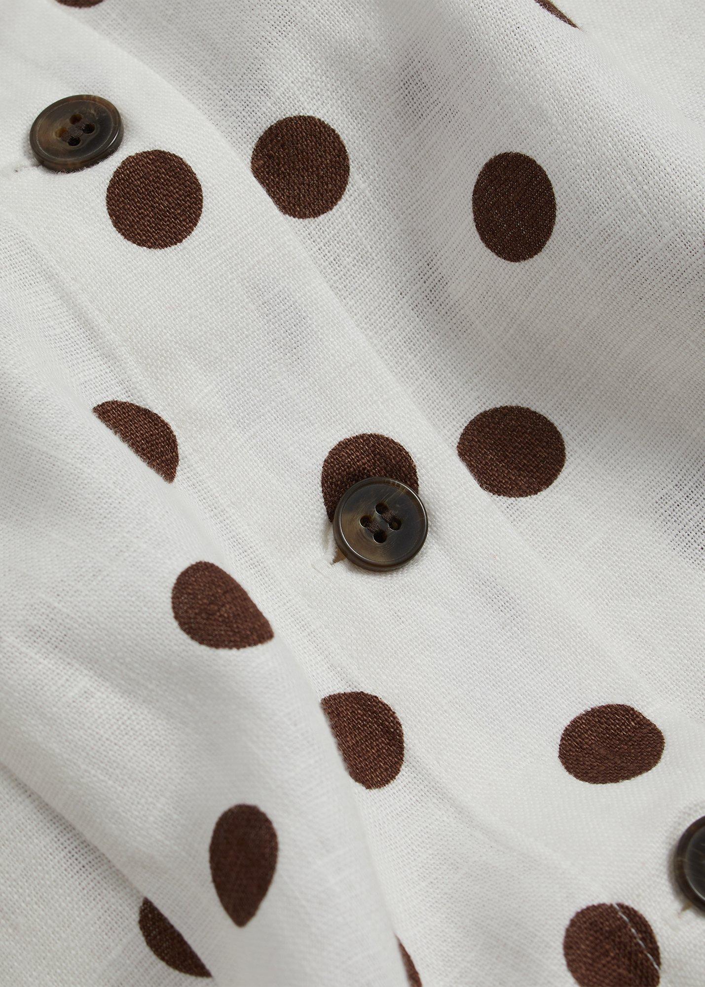 Carmen Linen Dress, Ivory Brown, hi-res