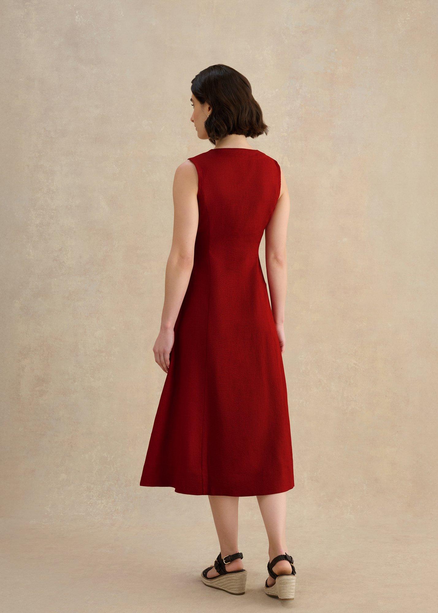 Carmen Linen Dress, Rustic Red, hi-res