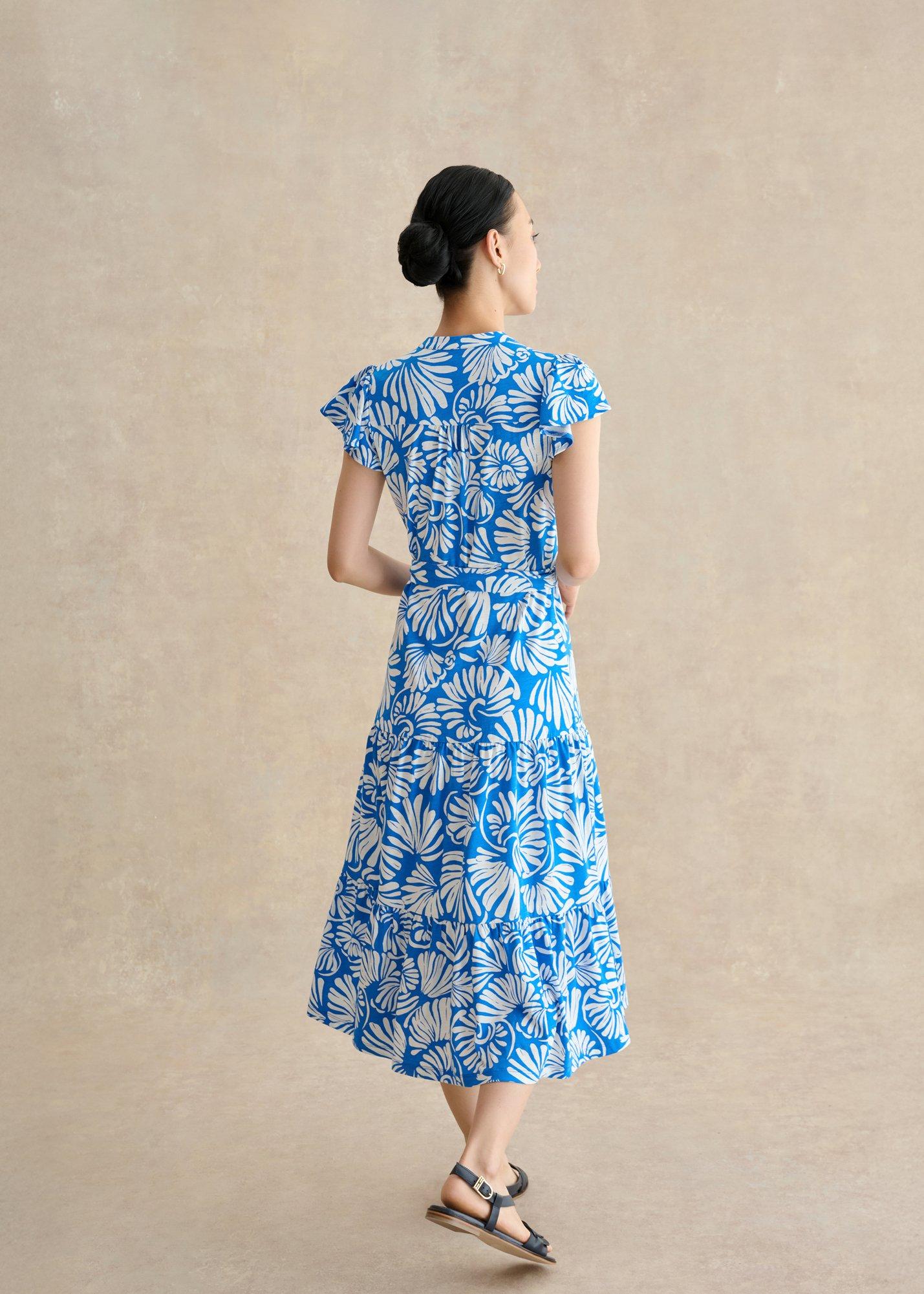 Petite Nadine Dress, Blue Ivory, hi-res