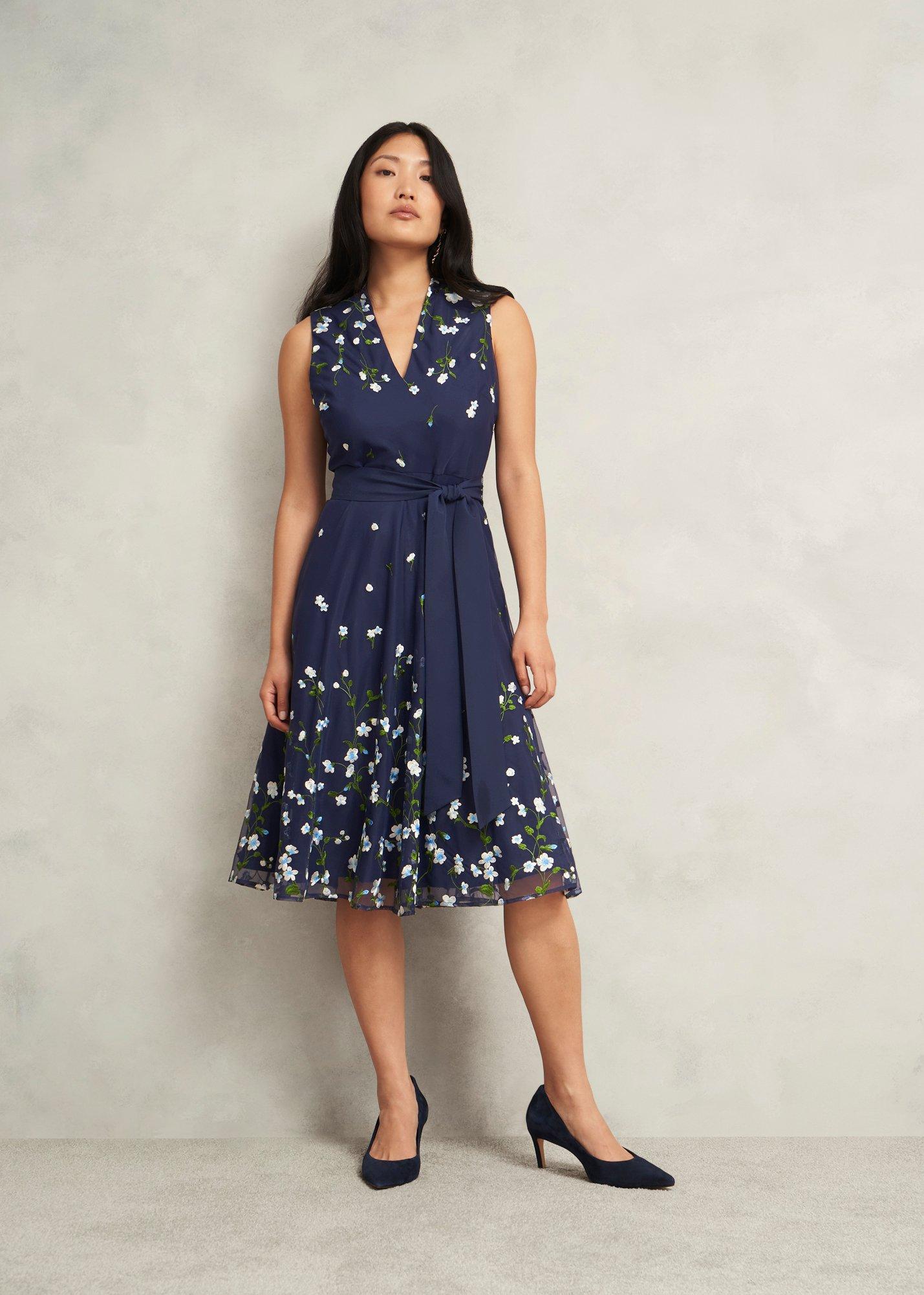 Petite Aria Floral Embroidered Dress
