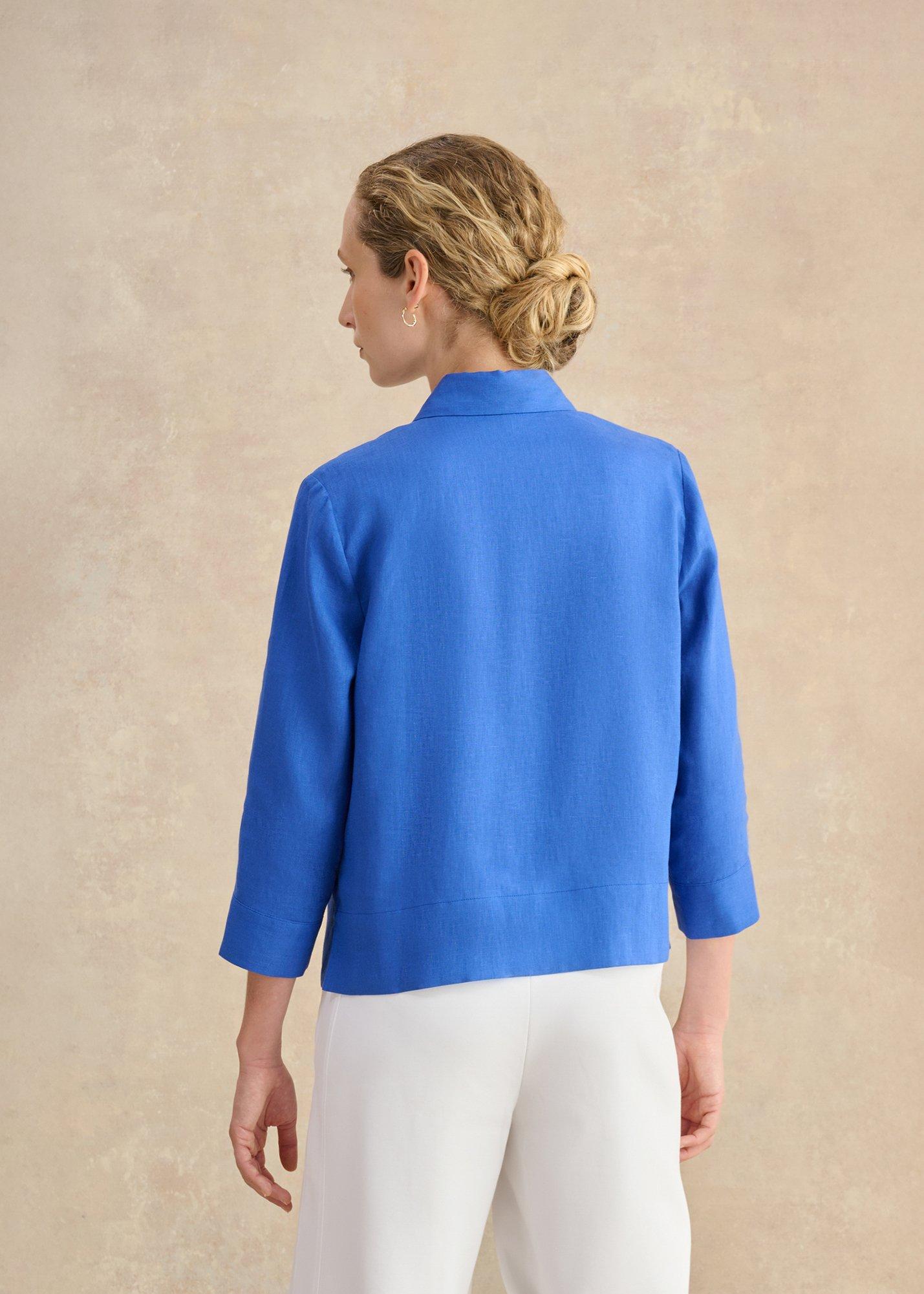 Nita Linen Shirt, French Blue, hi-res