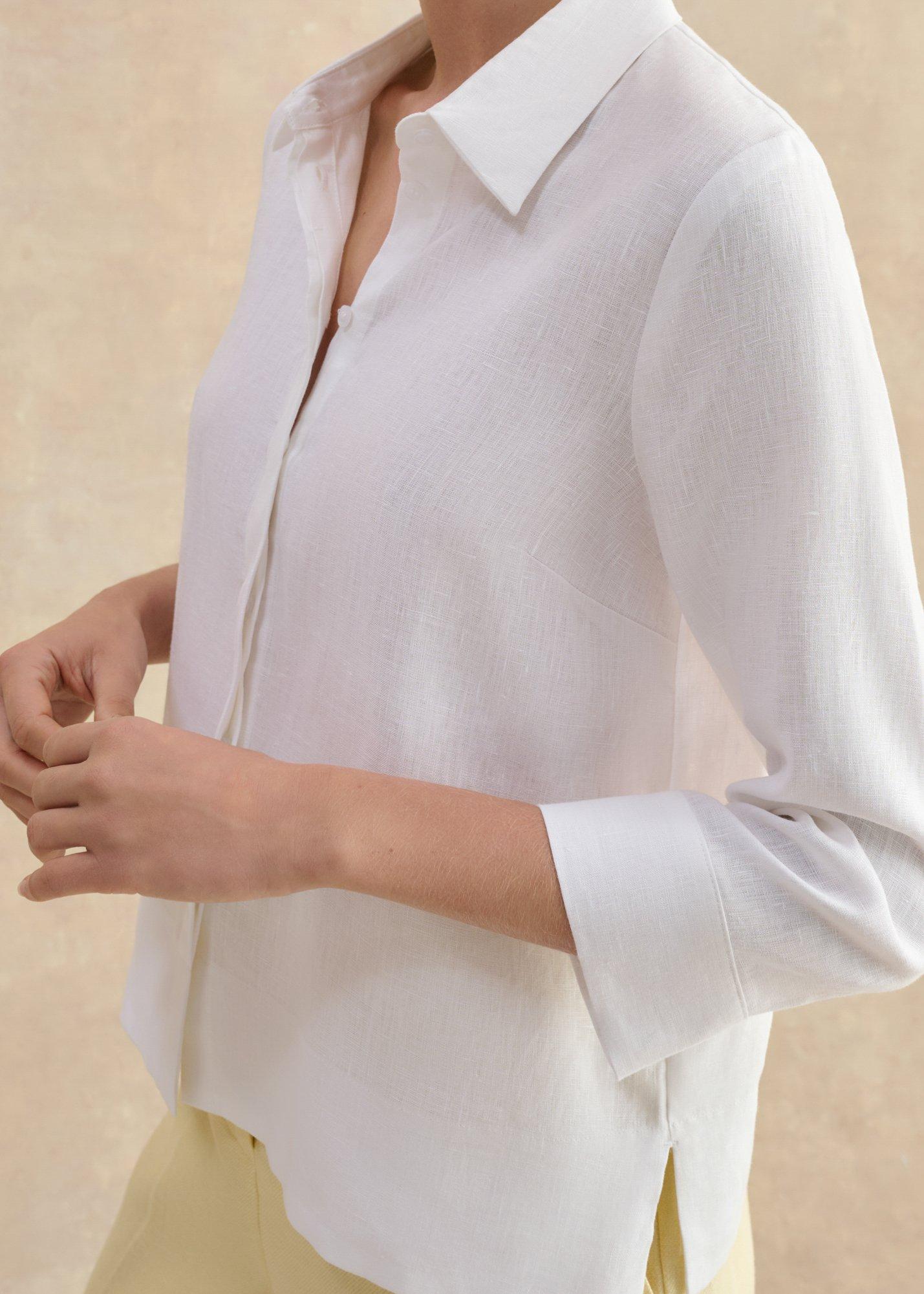 Nita Linen Shirt, White, hi-res