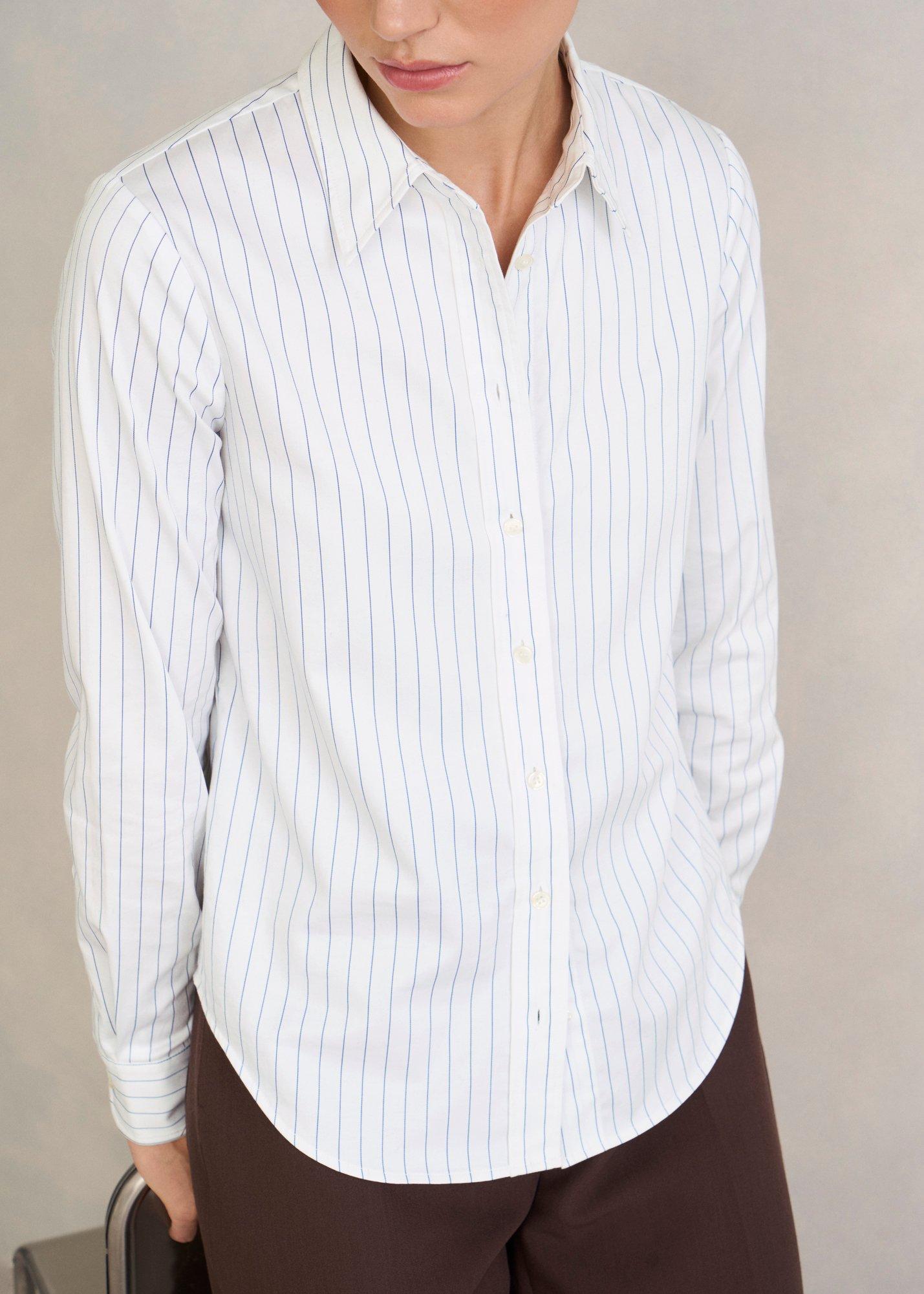 Viola Stripe Shirt, White Blue, hi-res