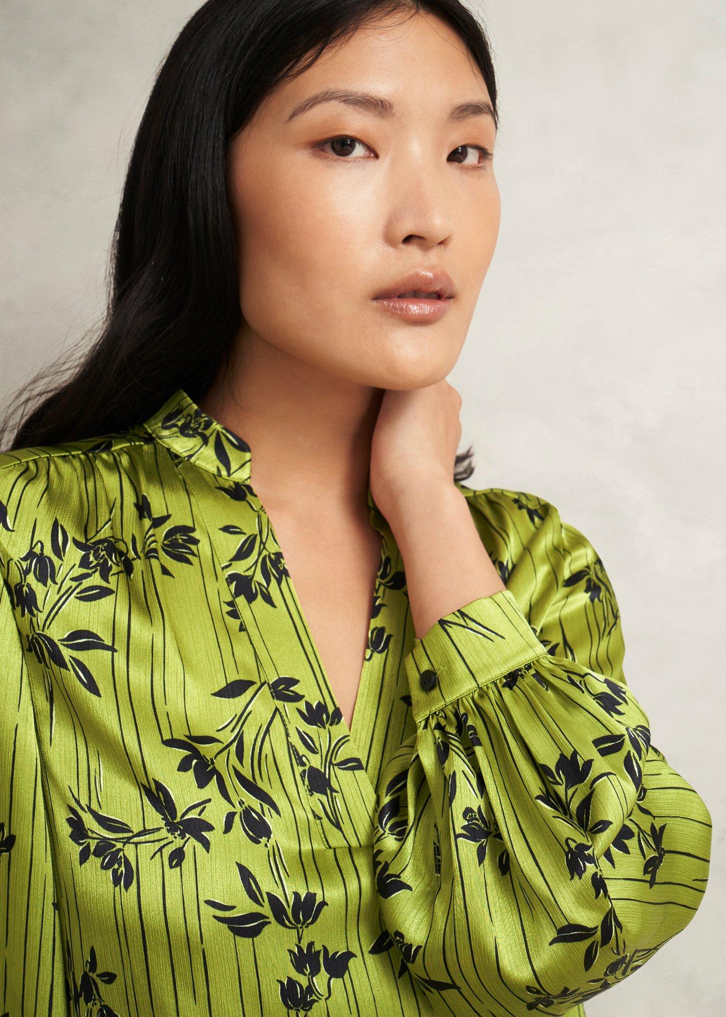 Fara Blouse, Green Navy, hi-res