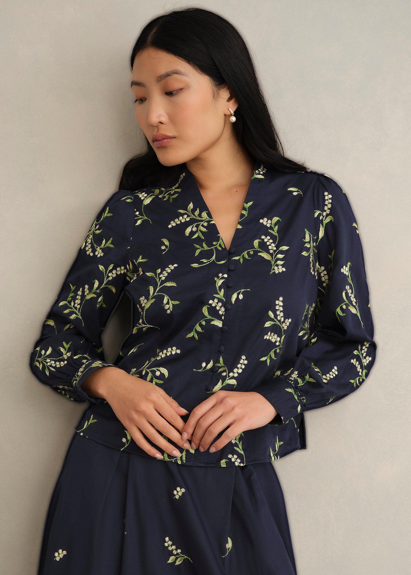 Annie Floral Embroidered Top, Midnight Multi, hi-res