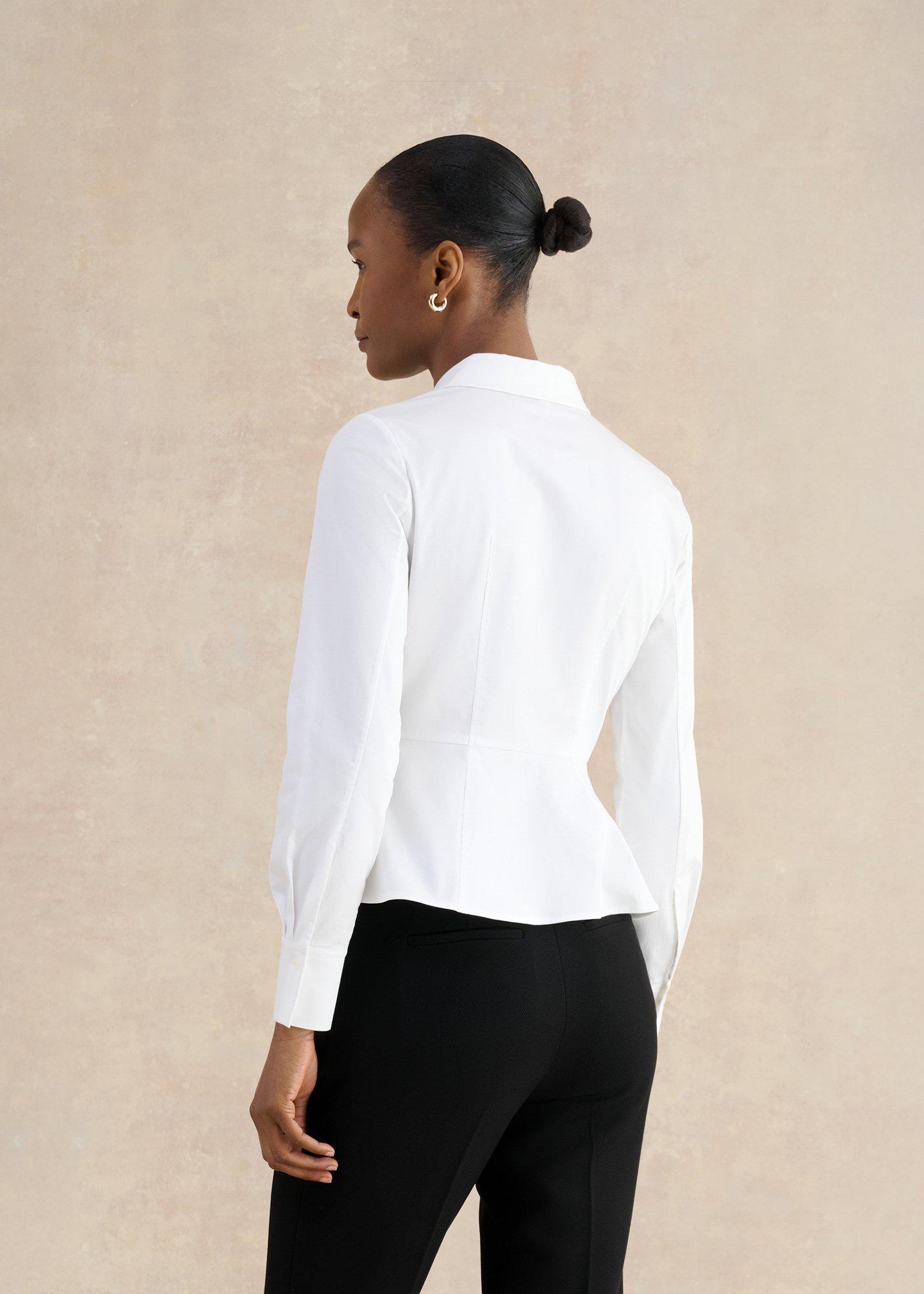 Giulia Peplum Shirt, White, hi-res