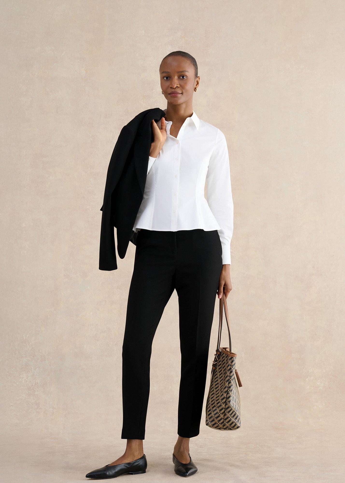 Giulia Peplum Shirt, White, hi-res