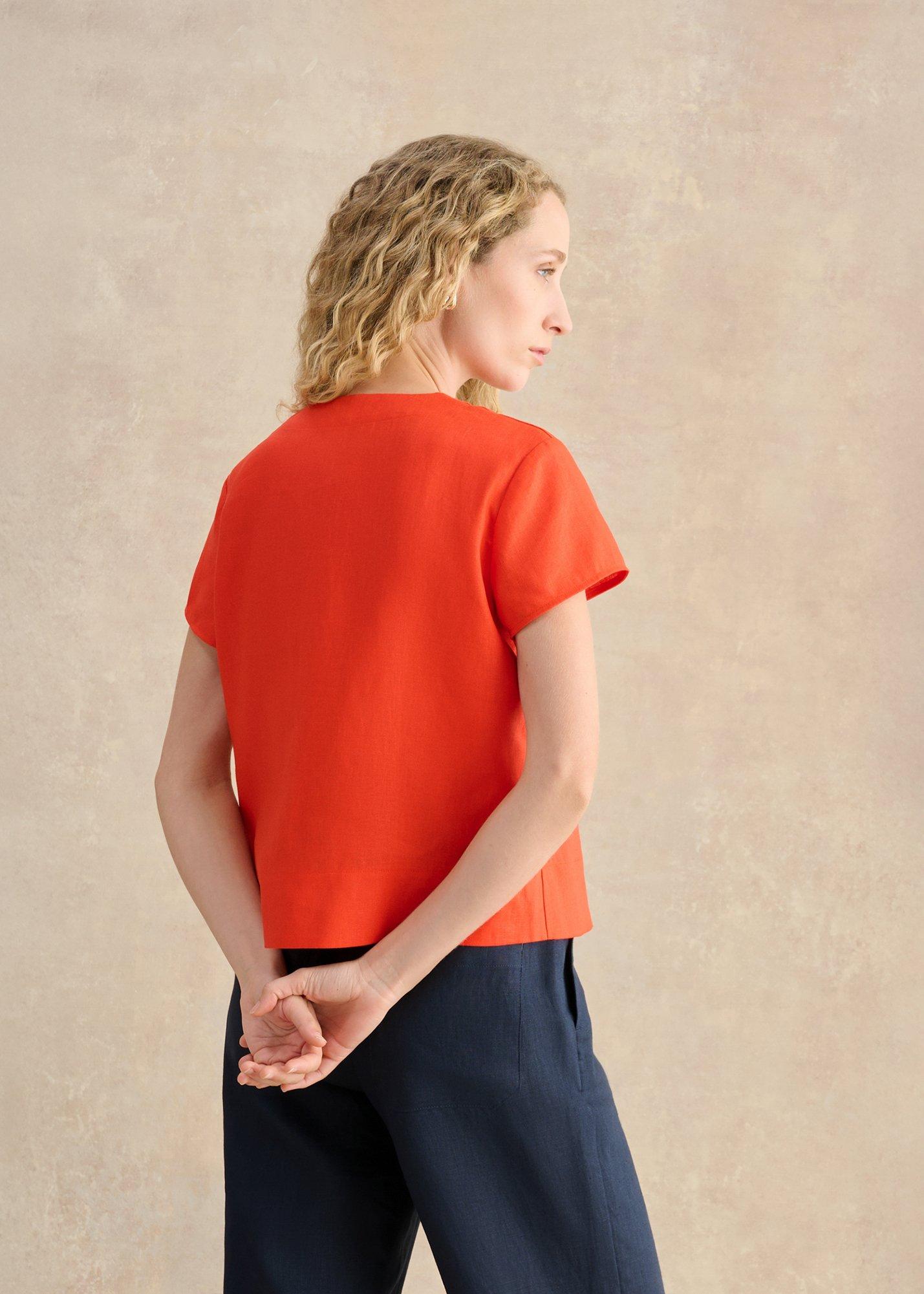 Aurelia Linen Top, Tomato Red, hi-res