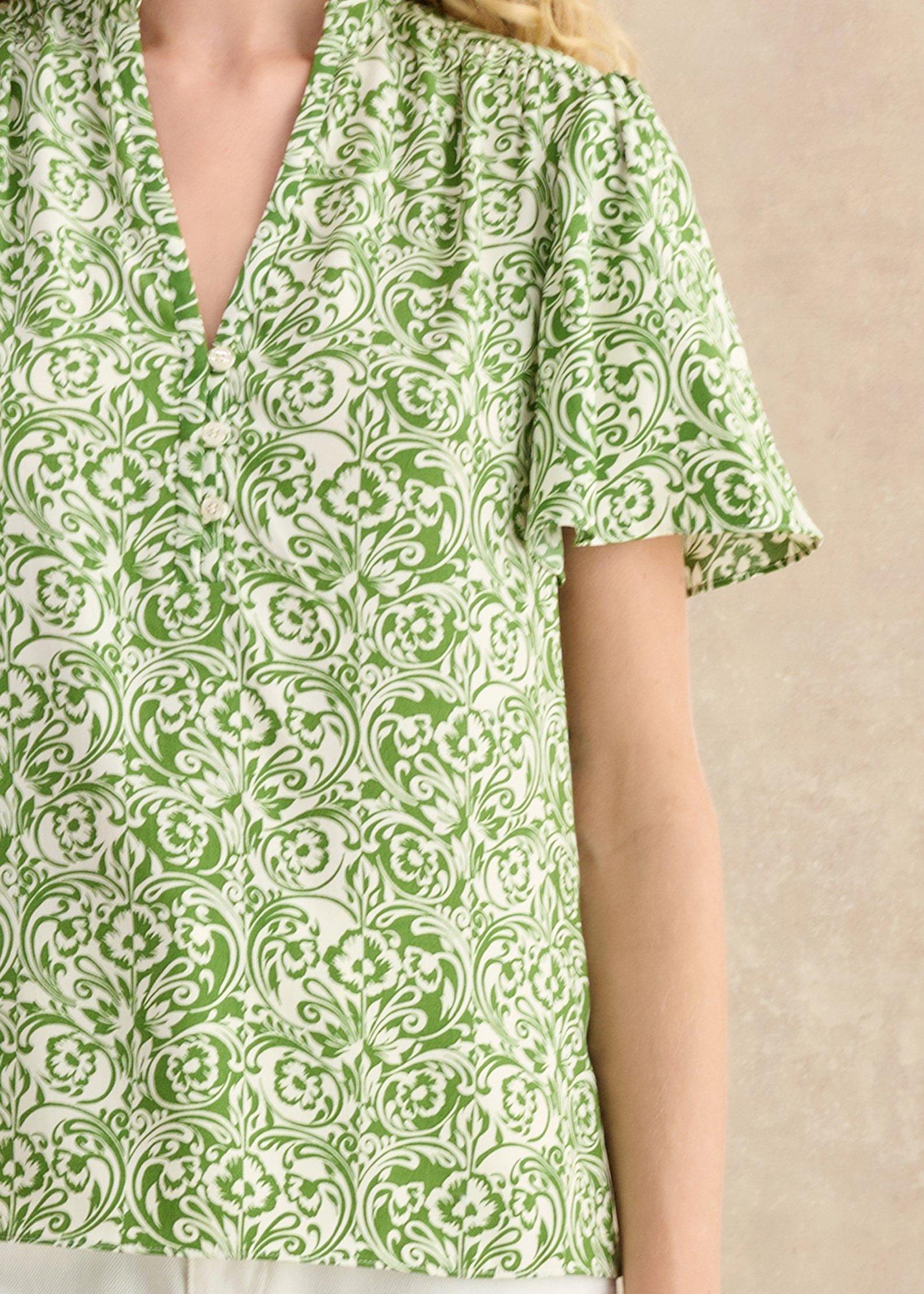 Tania Blouse, Green Ivory, hi-res