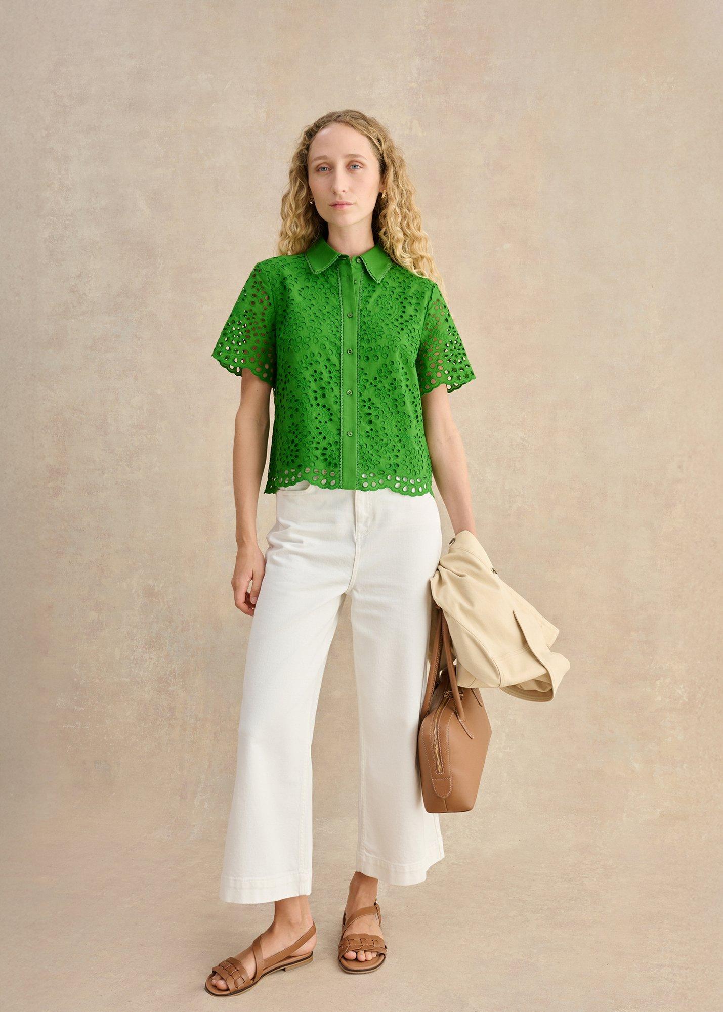 Caroline Shirt, Emerald Green, hi-res