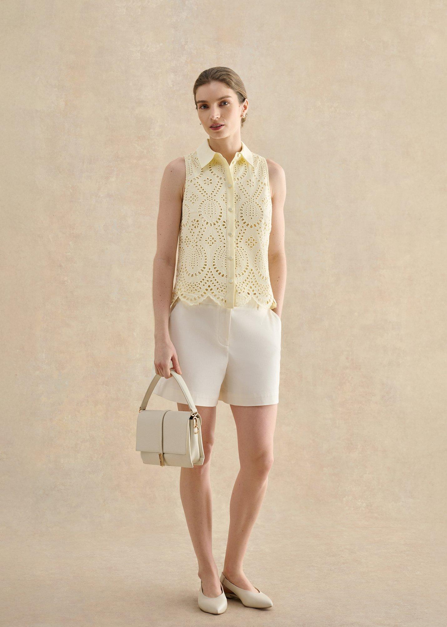 Brookshire Embroidery Top, Pale Yellow, hi-res