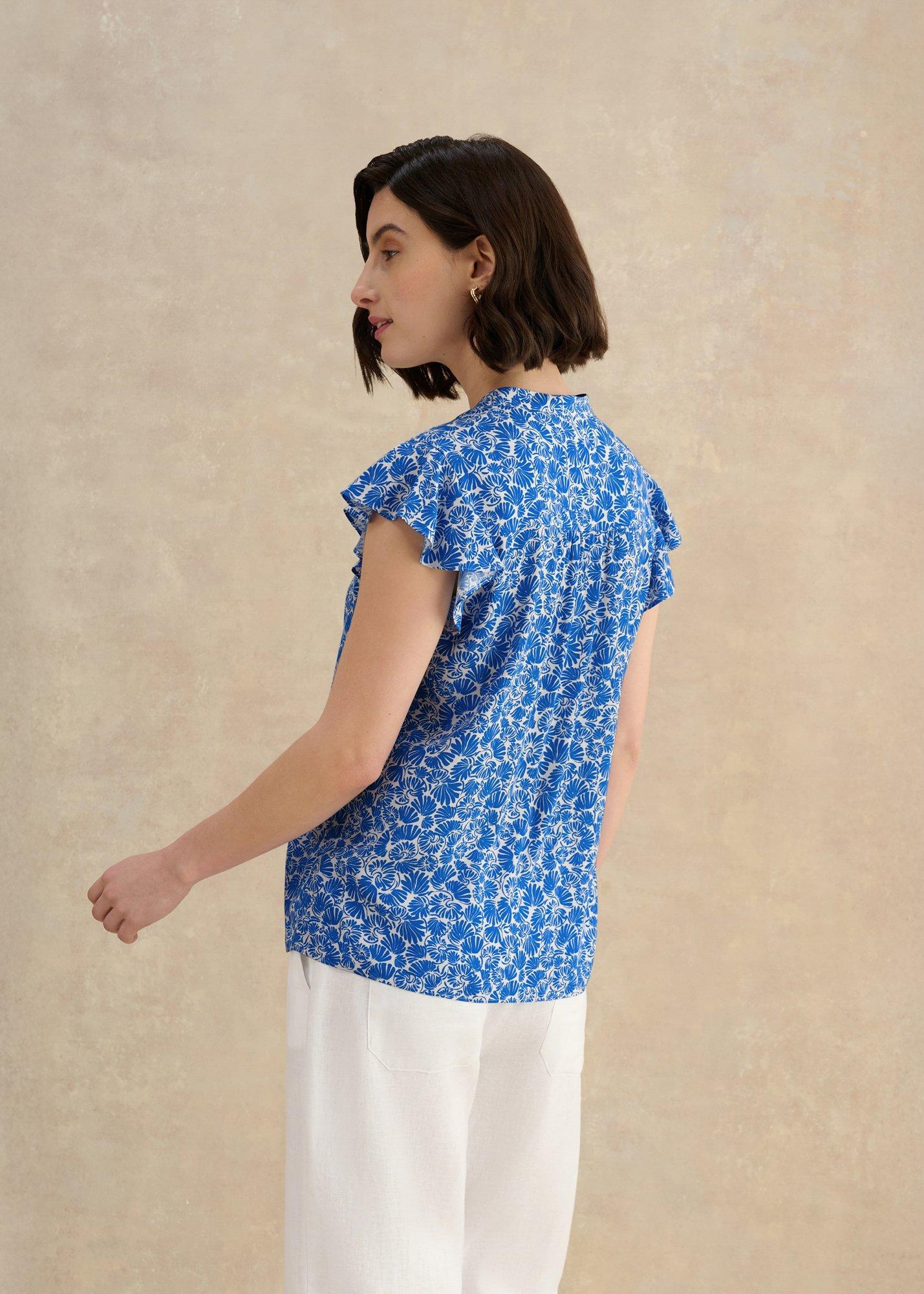 Huda Blouse, Blue Ivory, hi-res