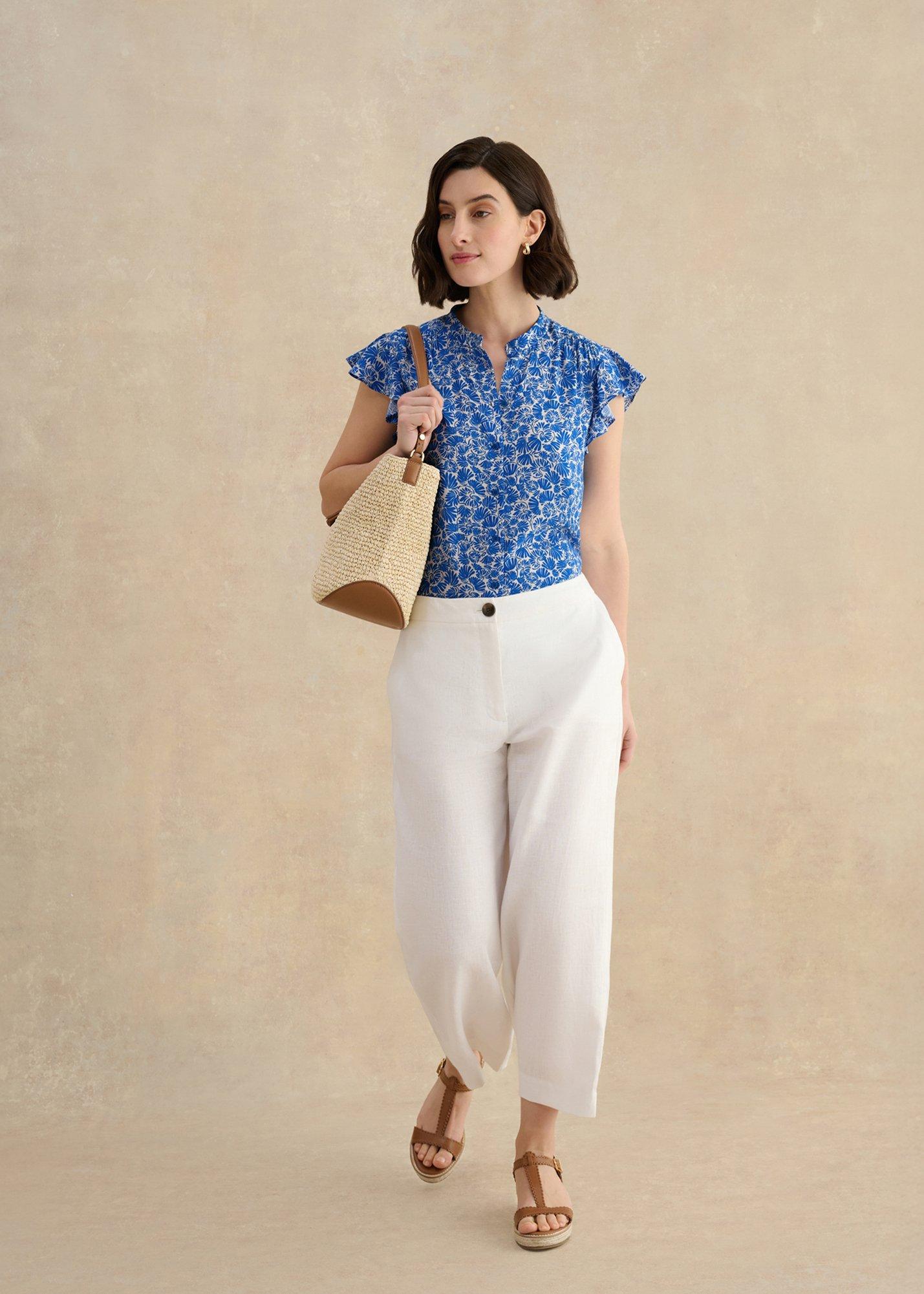 Huda Blouse, Blue Ivory, hi-res