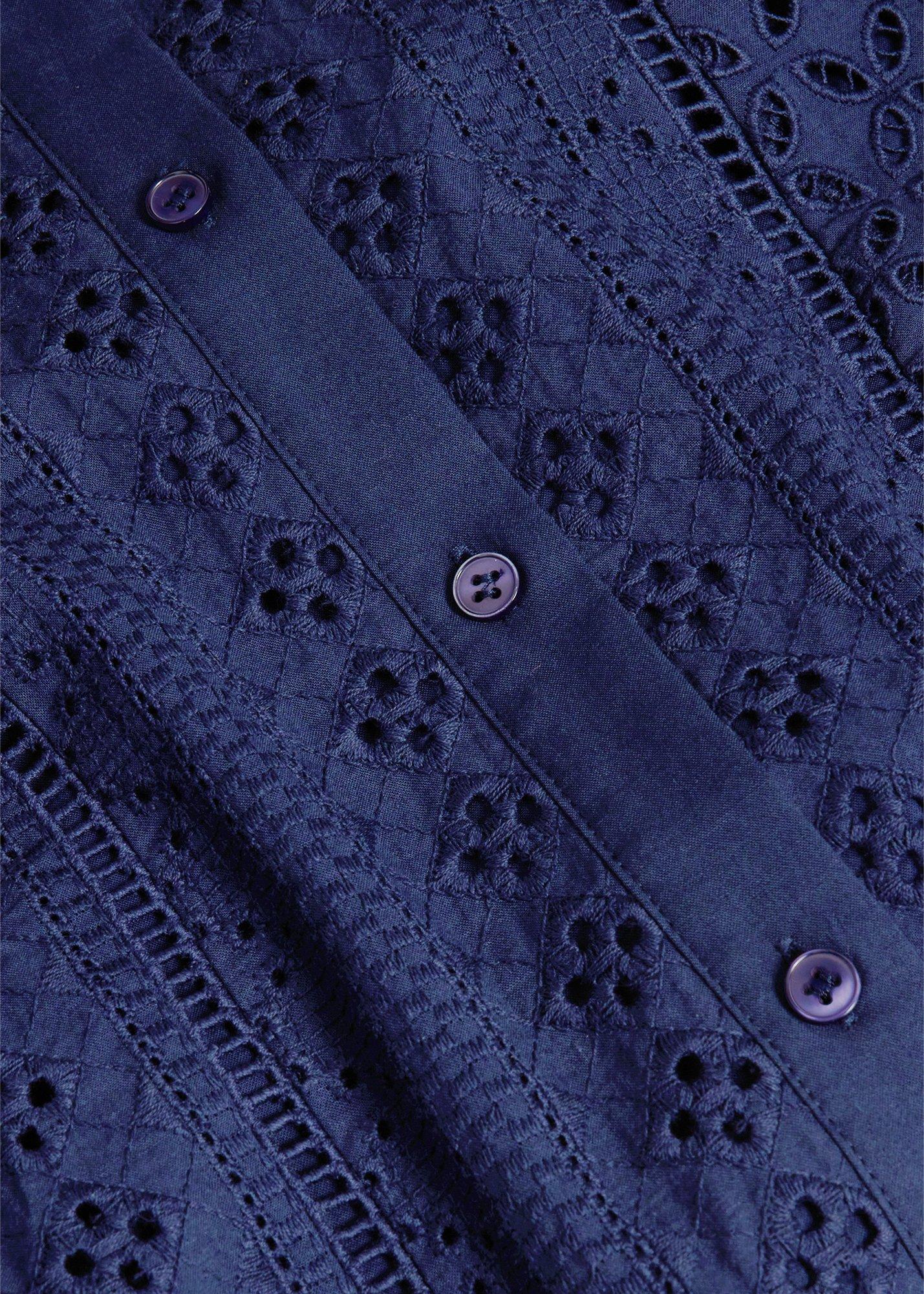 Cristie Broderie Shirt, True Navy, hi-res