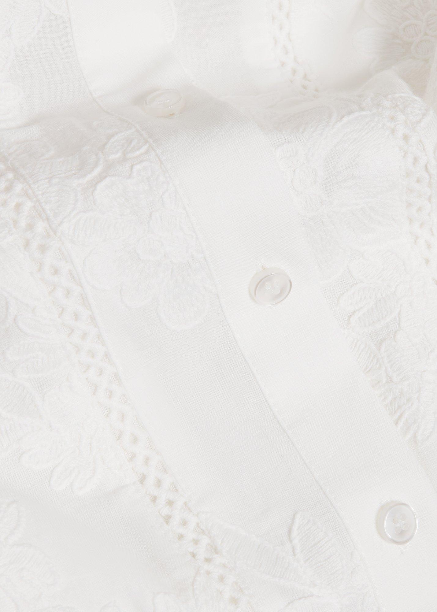 Fallon Cotton Embroidery Blouse, White, hi-res