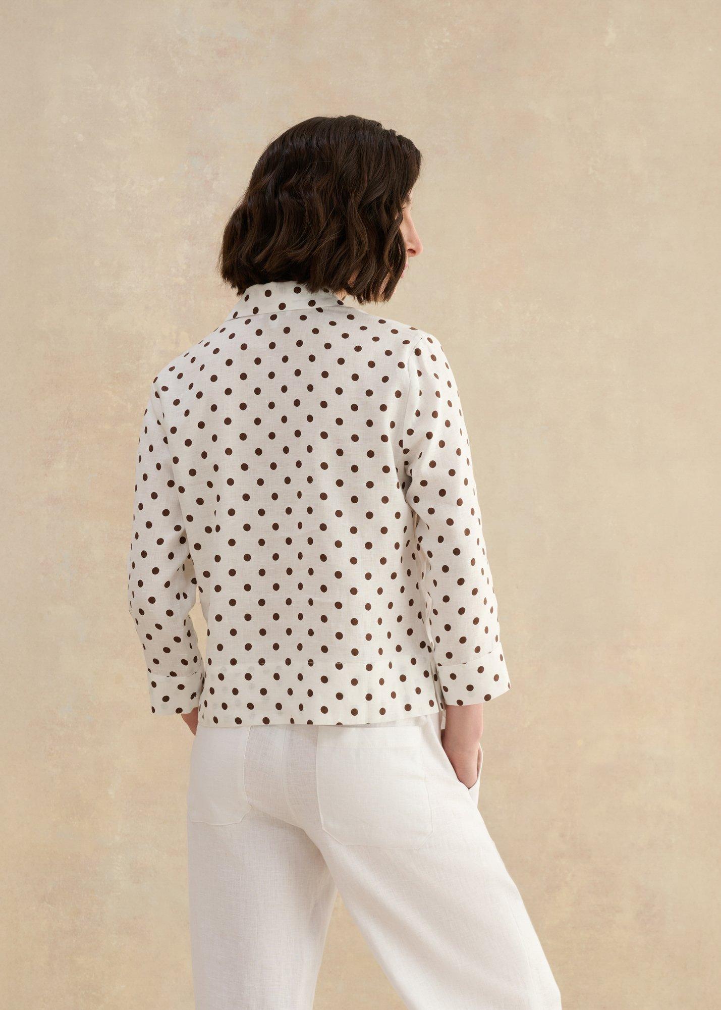 Nita Linen Spot Shirt, Ivory Brown, hi-res