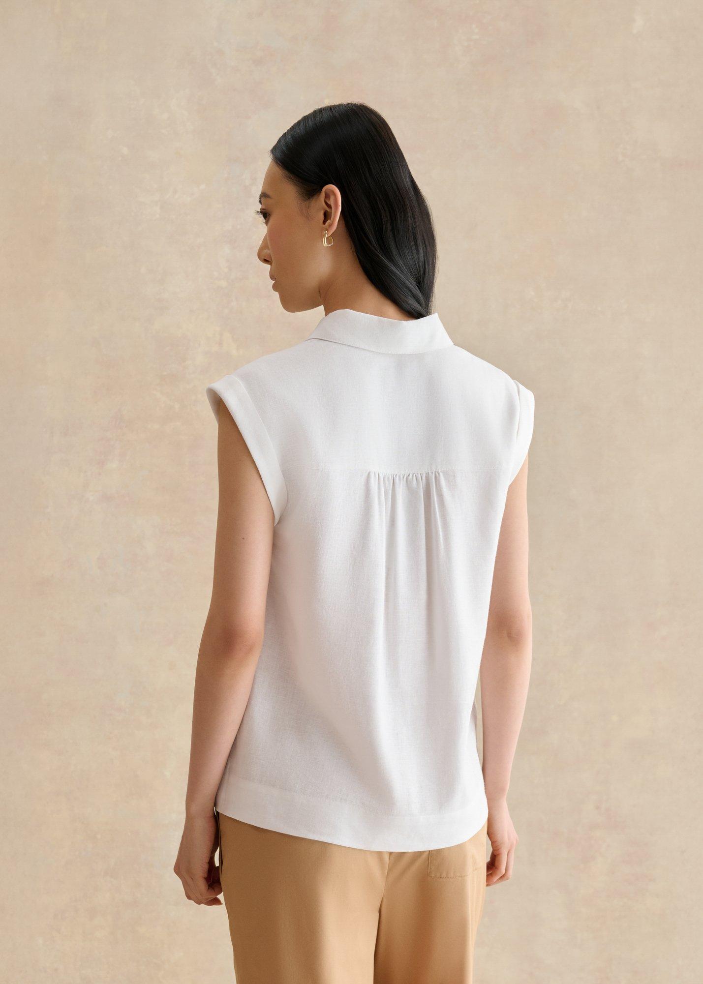Dahlia Linen Shirt, White, hi-res