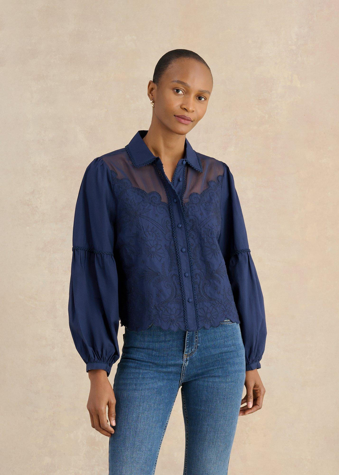 Becky Mixed Media Embroidered Shirt