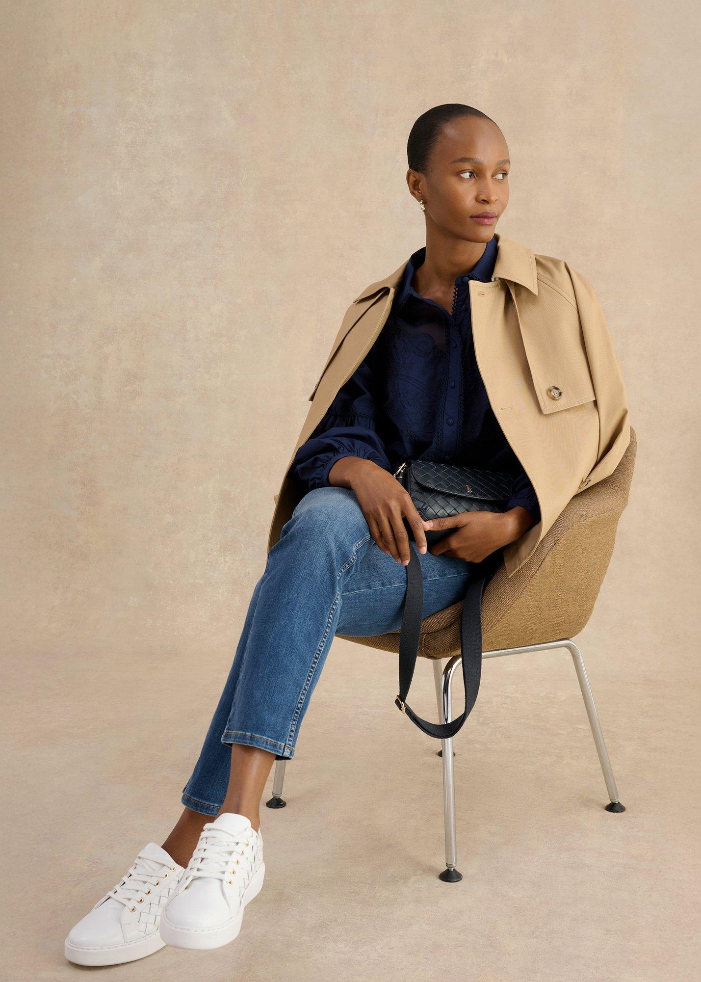 Becky Mixed Media Embroidered Shirt, Midnight Navy, hi-res