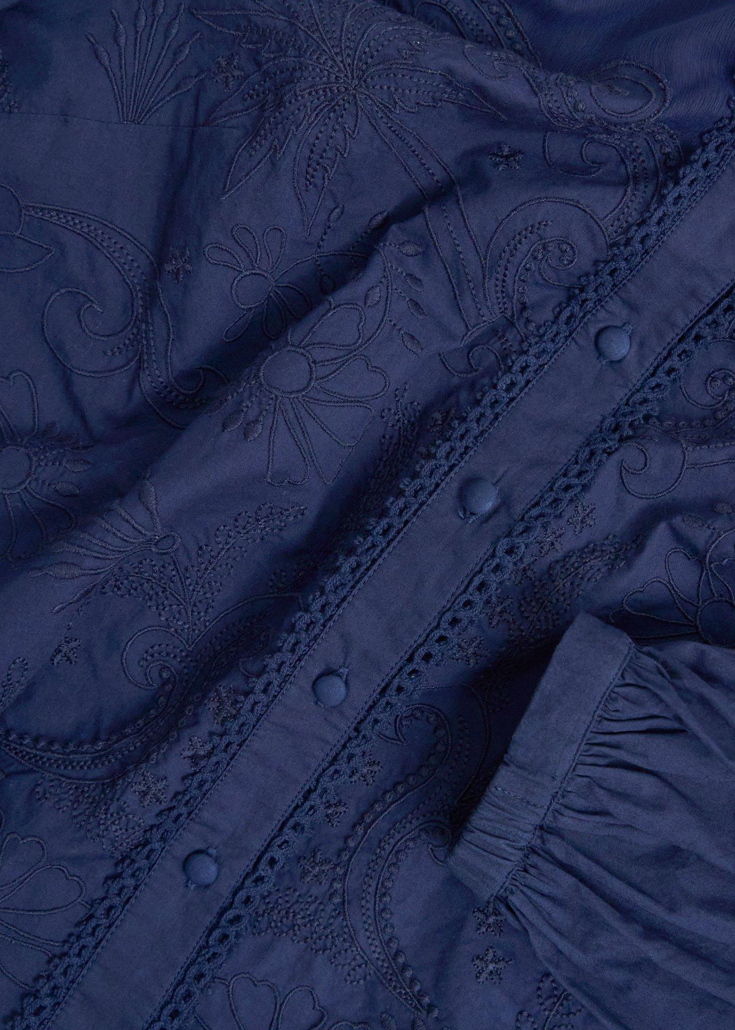 Becky Mixed Media Embroidered Shirt, Midnight Navy, hi-res