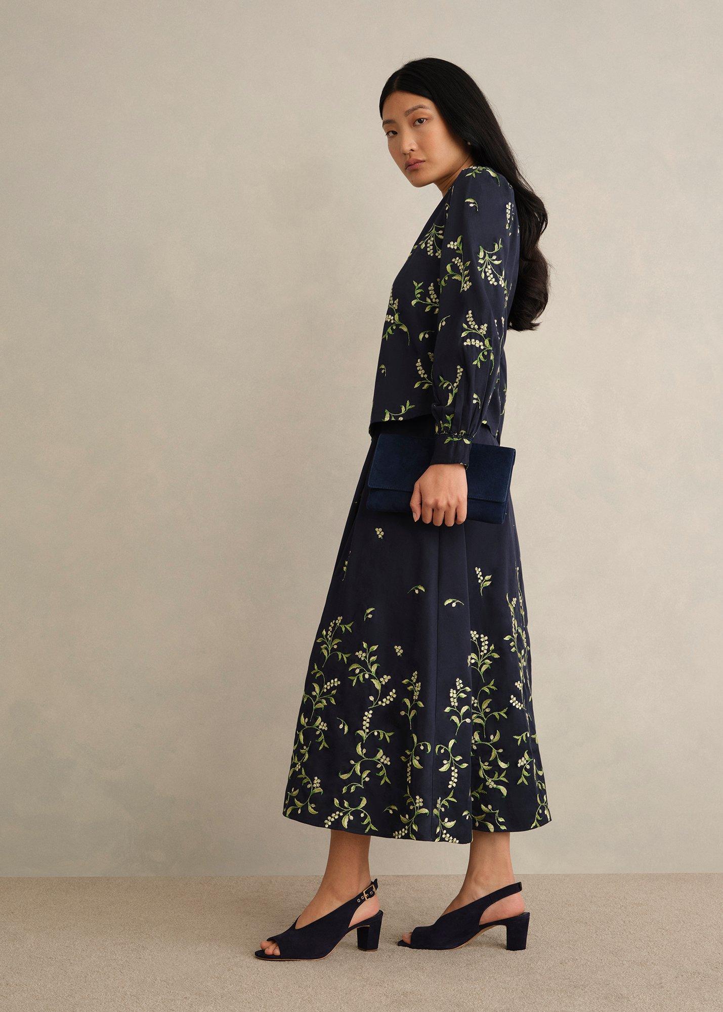 Annie Floral Embroidered Skirt, Midnight Multi, hi-res