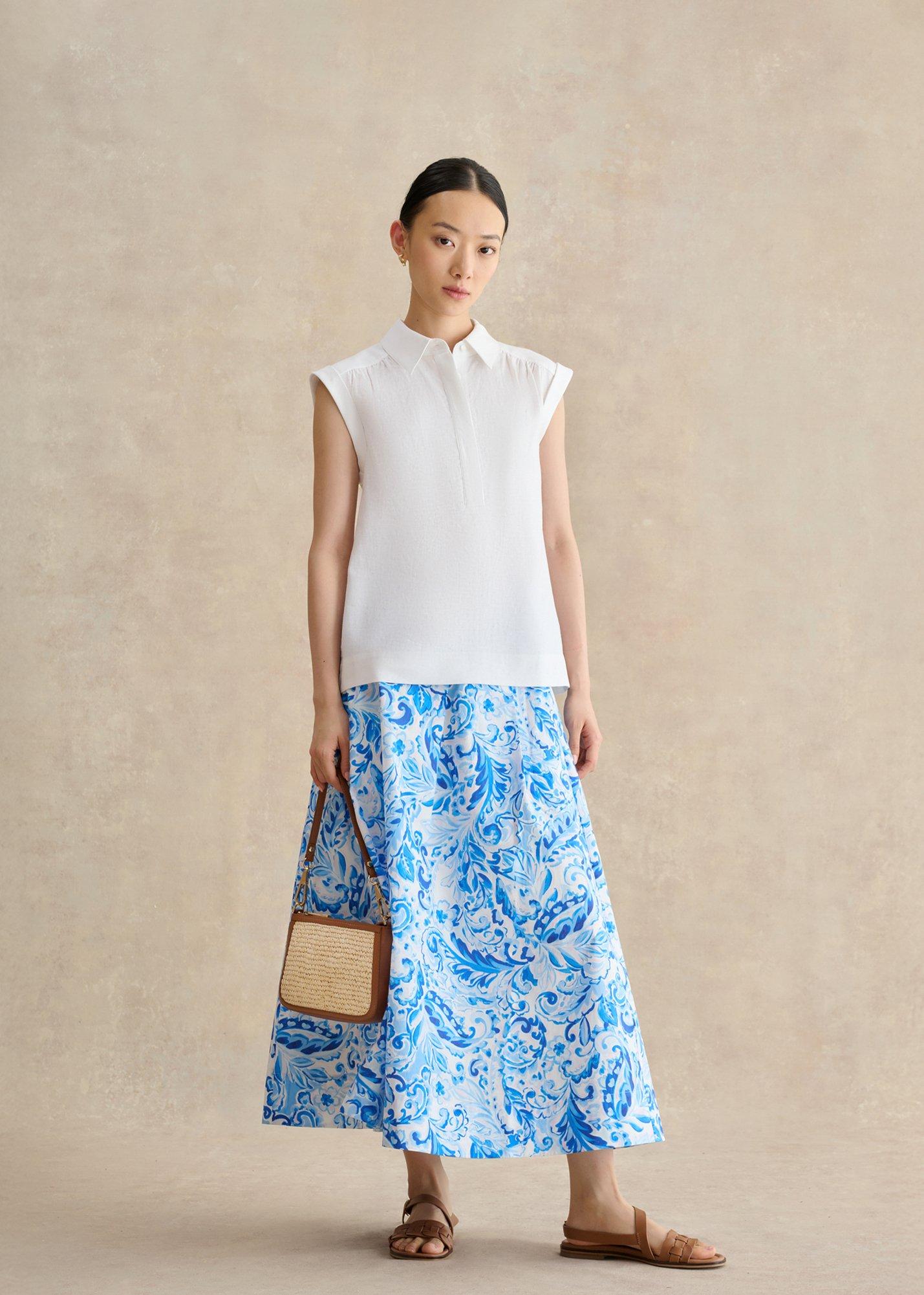 Antonella Cotton Skirt, Blue Multi, hi-res