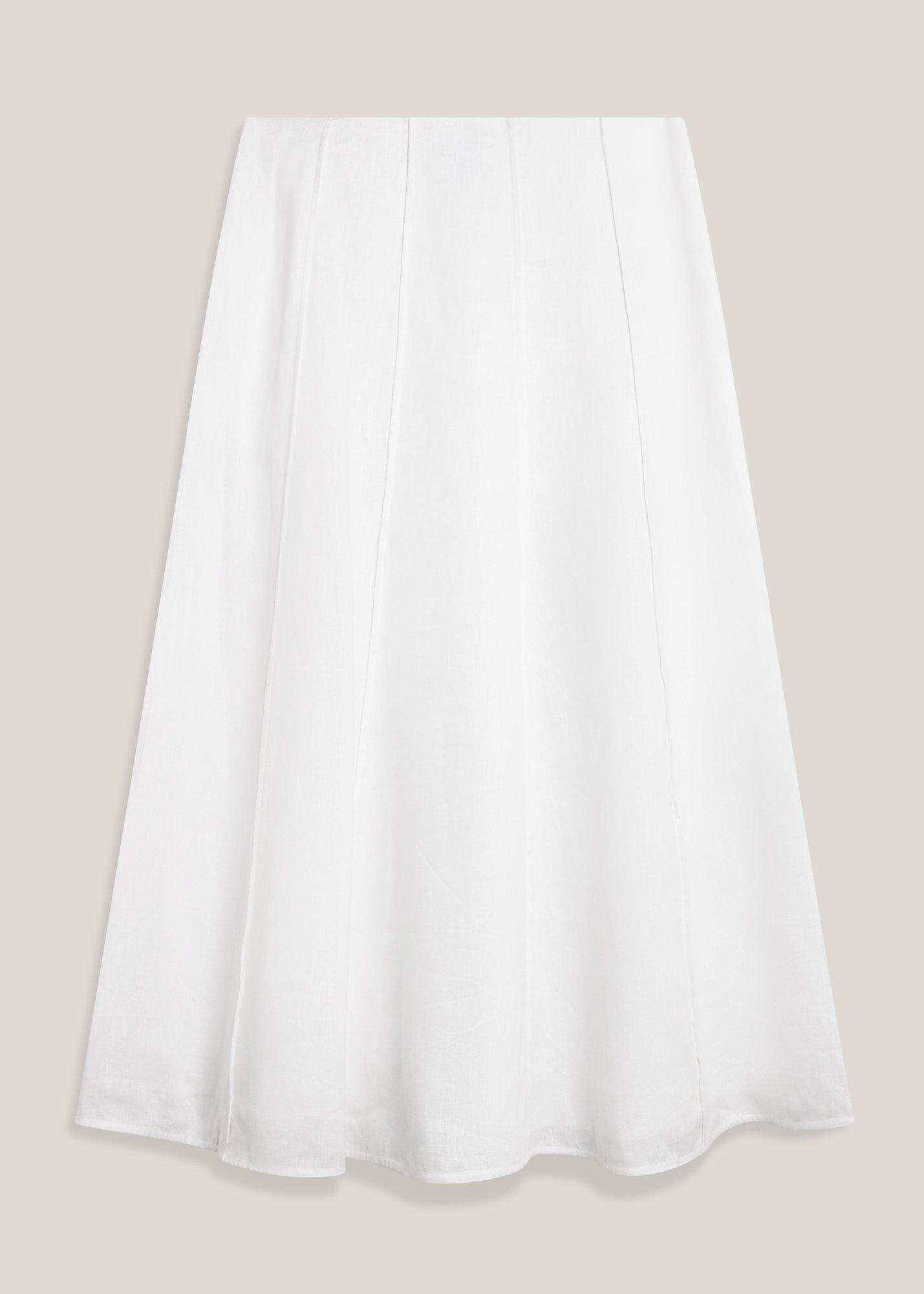 Alice Linen Skirt, White, hi-res