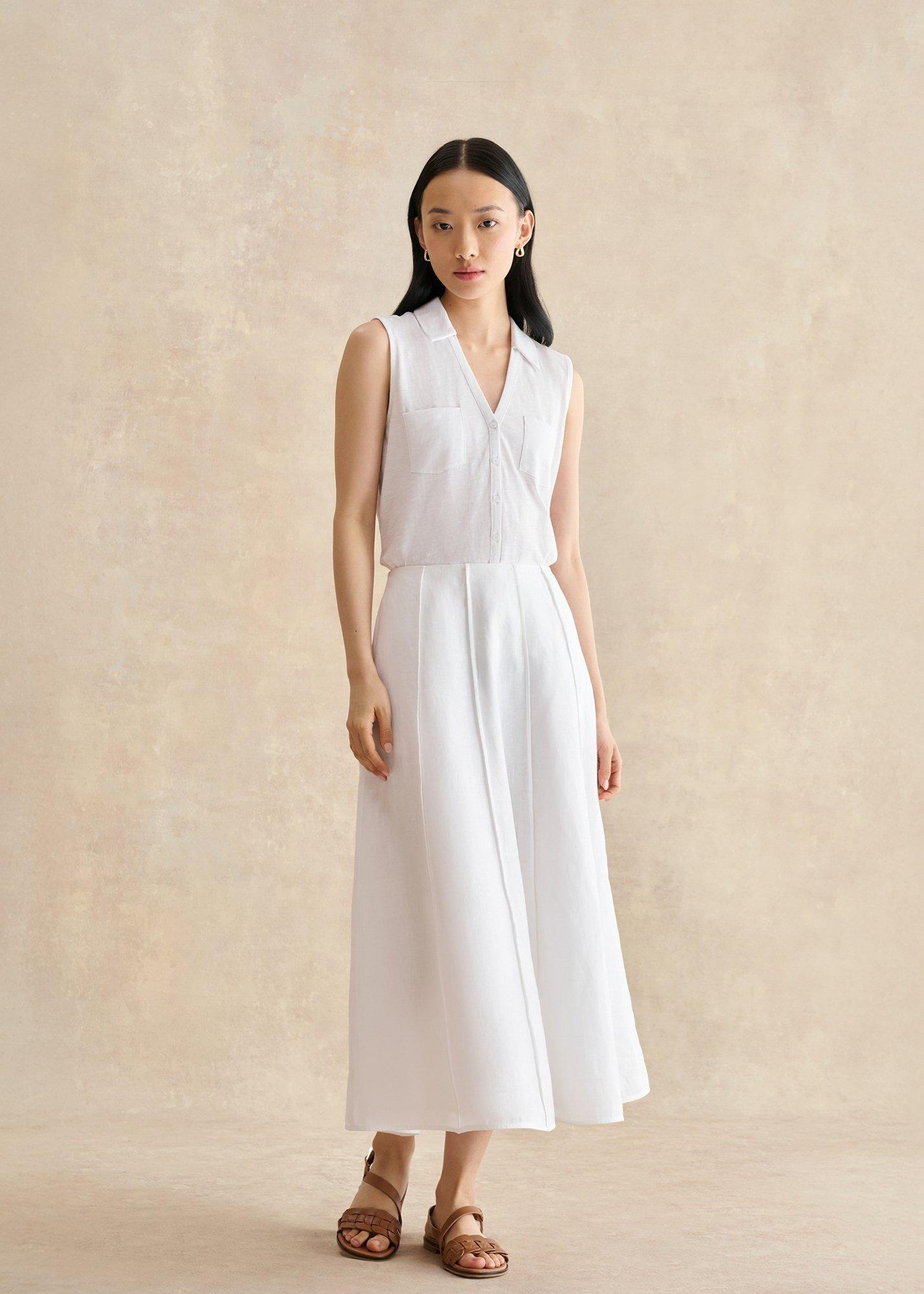 Alice Linen Skirt, White, hi-res