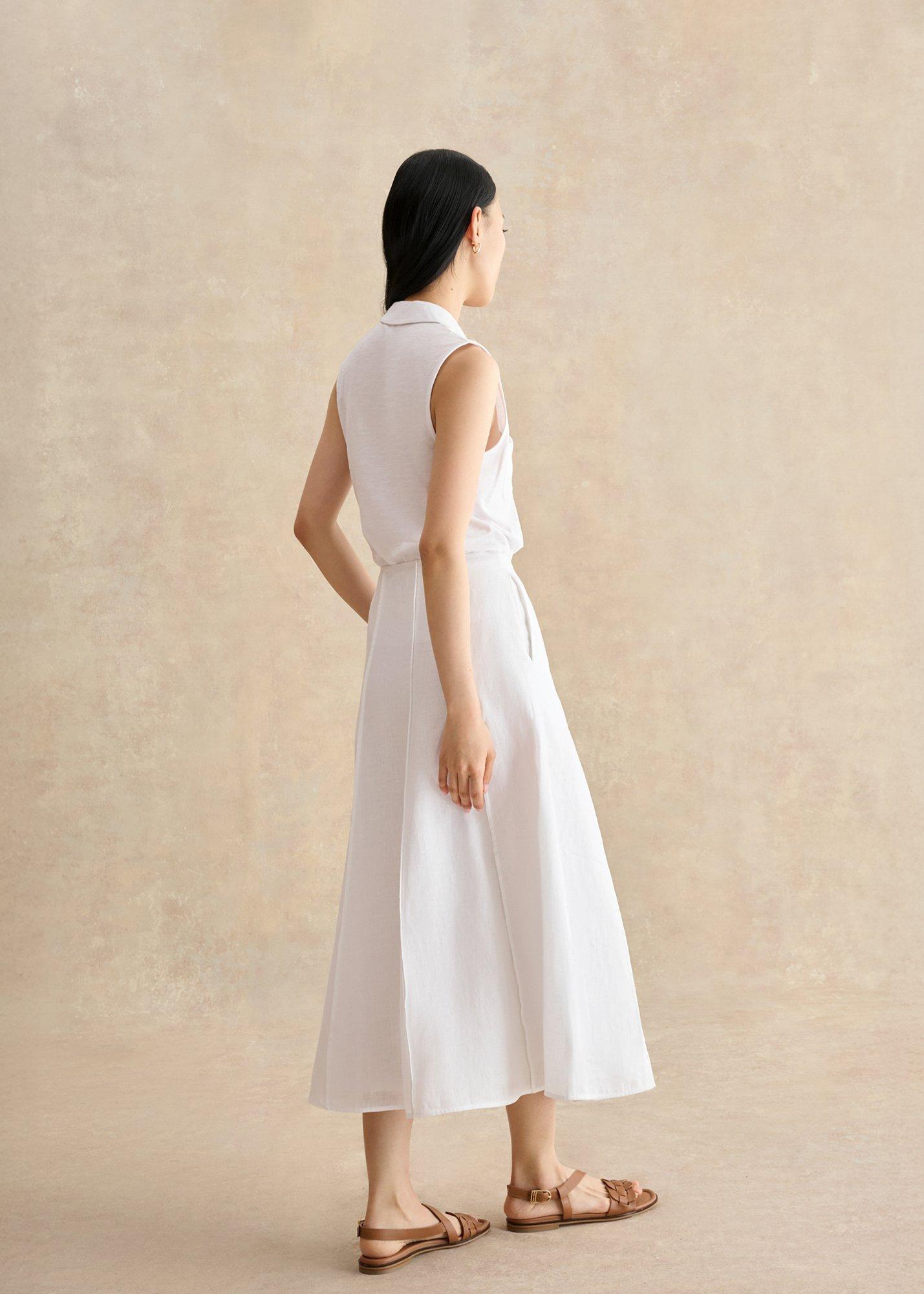 Alice Linen Skirt, White, hi-res
