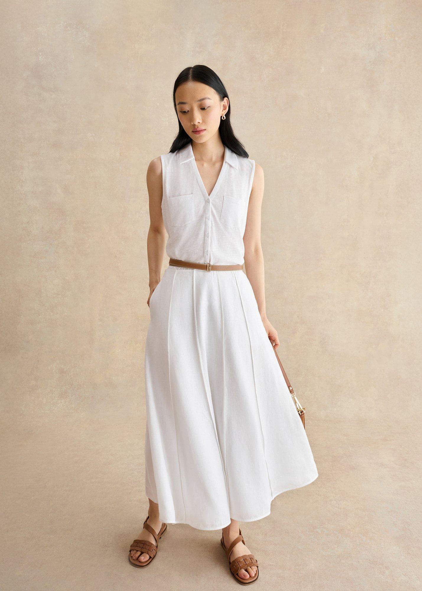 Alice Linen Skirt, White, hi-res