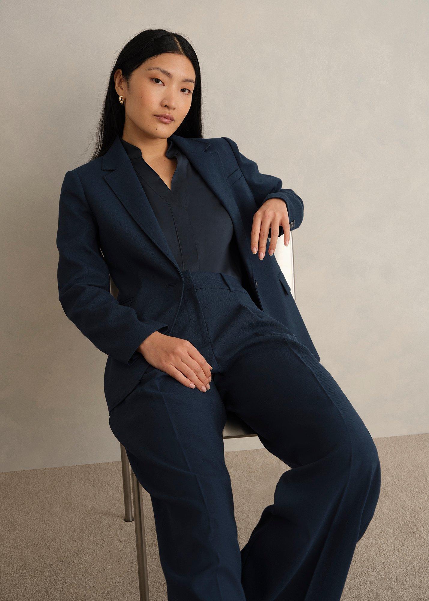 Lauren Wide Trousers, Dark Slate Blue, hi-res