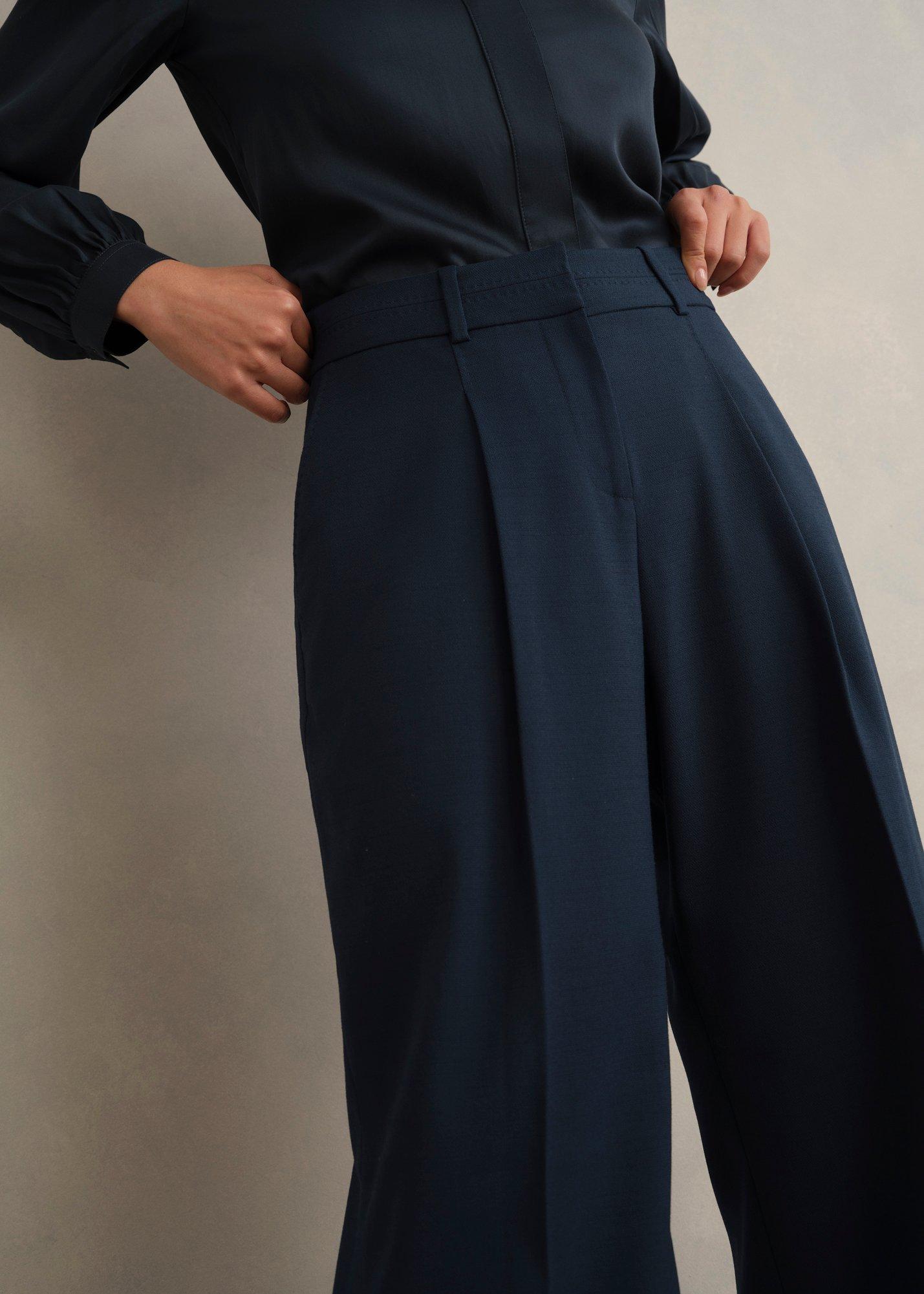 Lauren Wide Trousers, Dark Slate Blue, hi-res