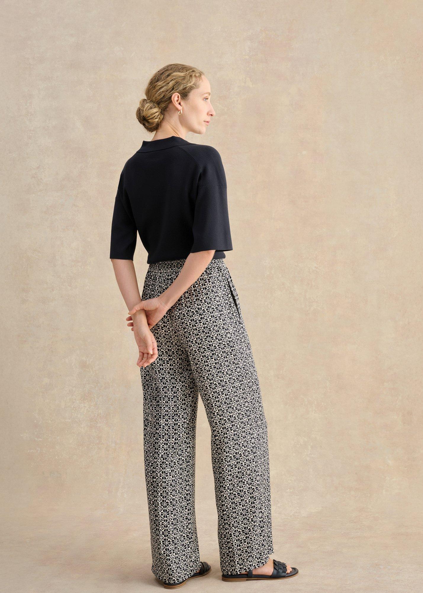 Eugenie Trousers, Navy Cream, hi-res