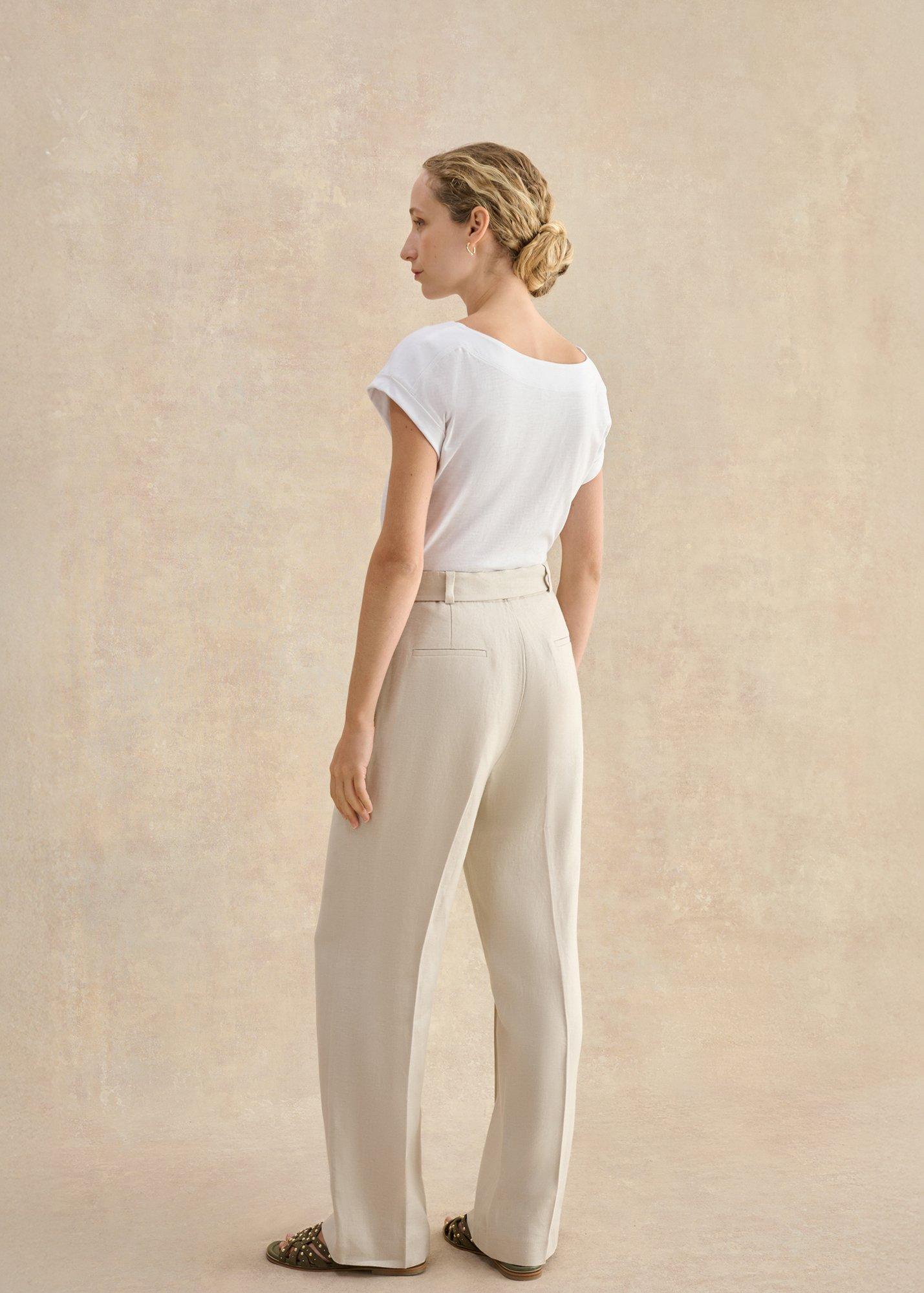 Zainah Linen Wide Leg Pants, Neutral, hi-res