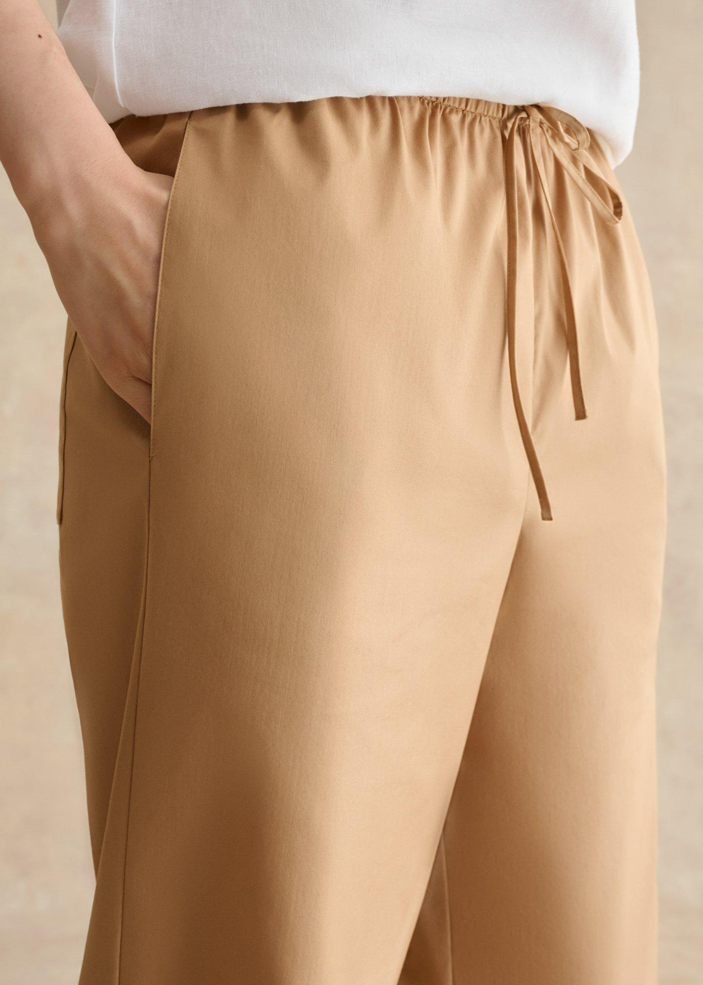 Lorrie Cotton Trousers, Cashew Brown, hi-res