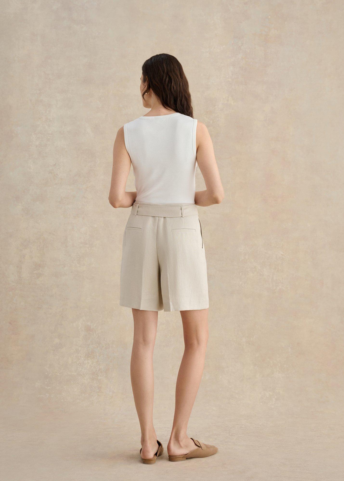 Iza Linen Shorts, Neutral, hi-res