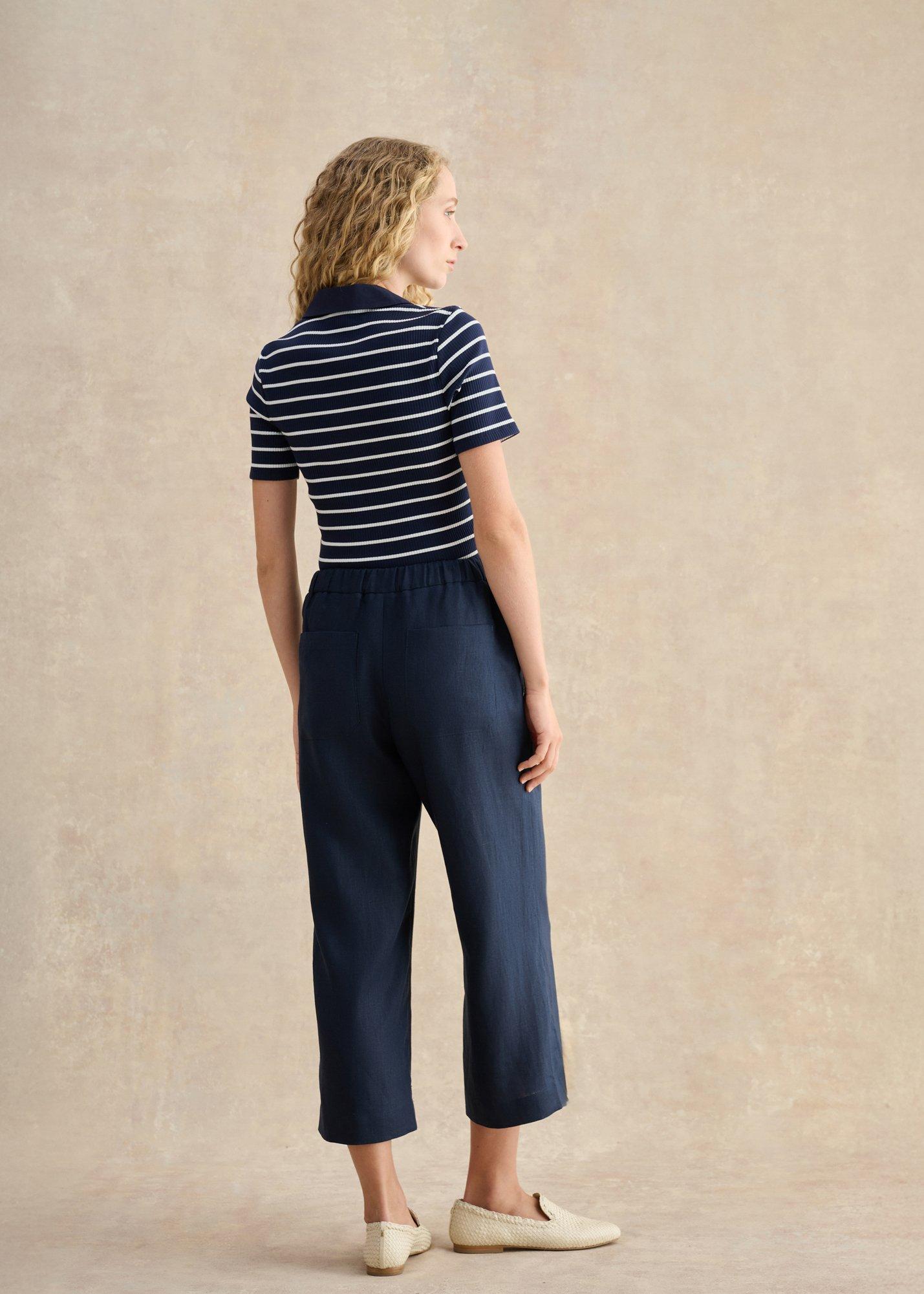 Lillie Wide Leg Trousers, Navy, hi-res