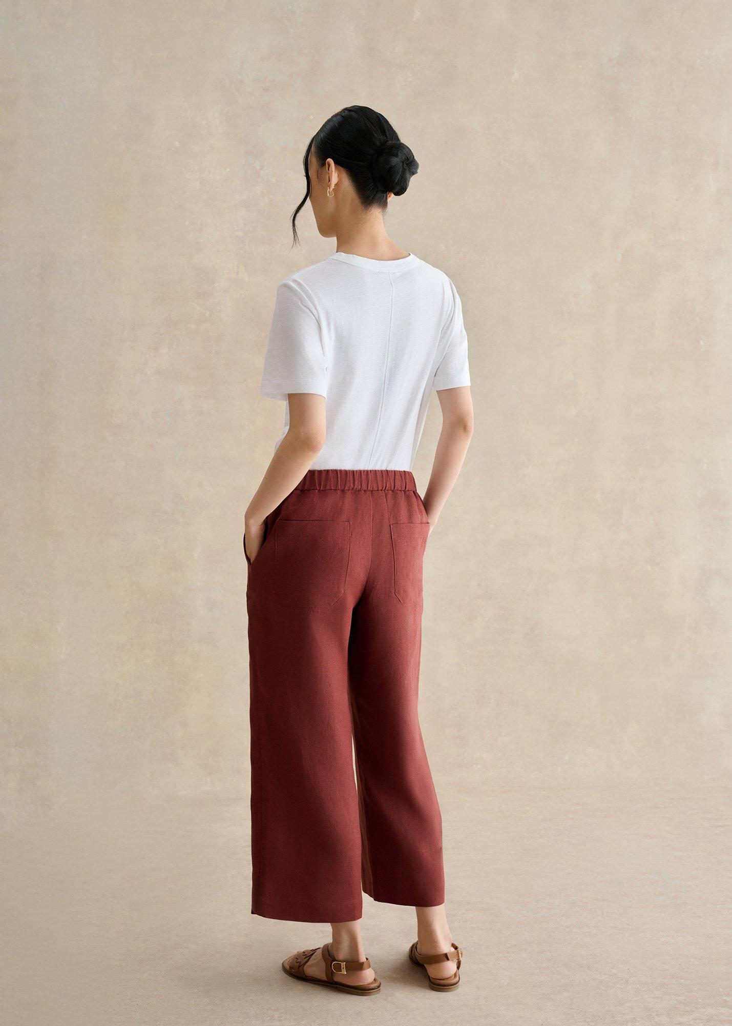 Lillie Linen Trousers, Syrup Brown, hi-res