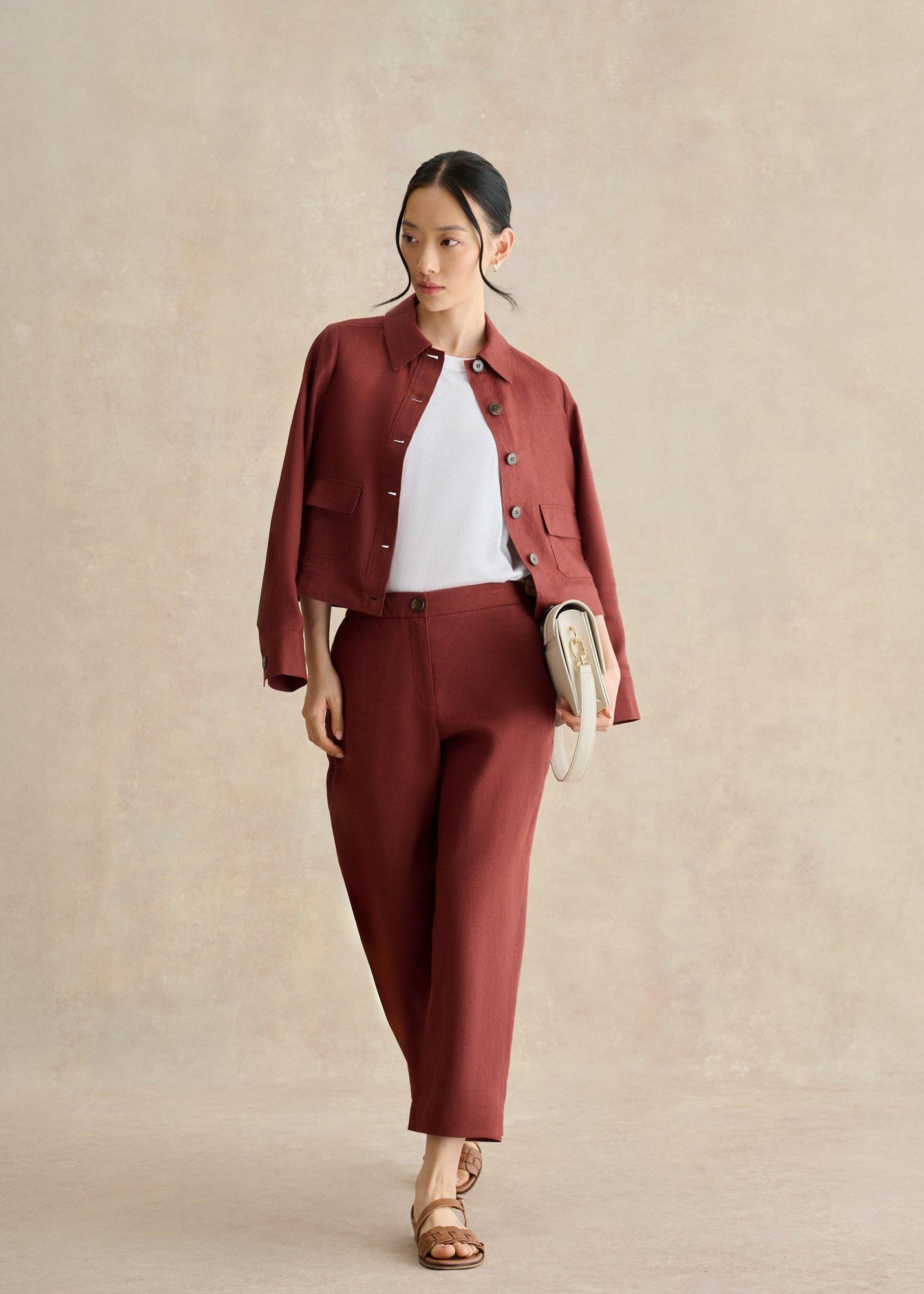 Lillie Linen Trousers, Syrup Brown, hi-res