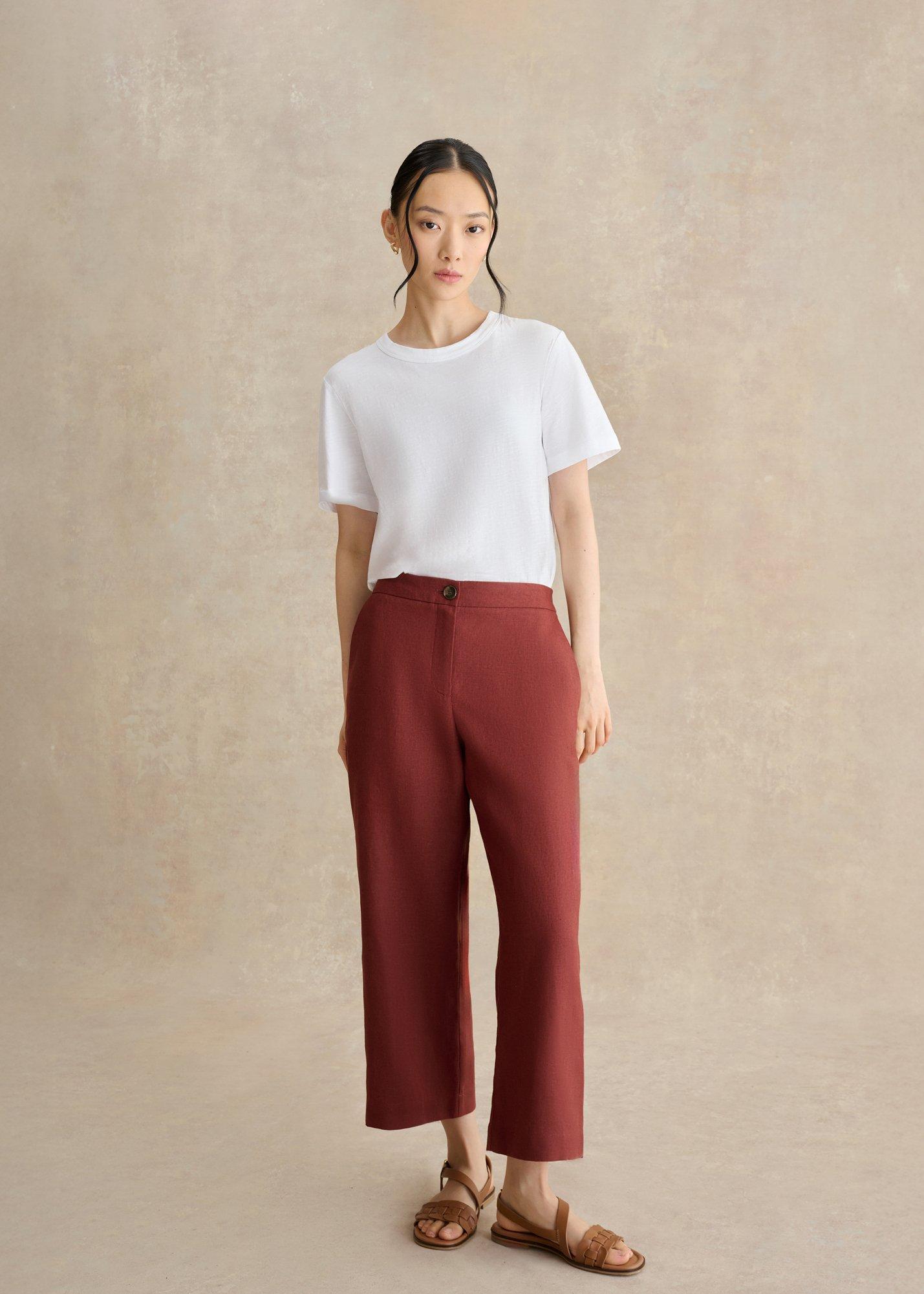 Petite Lillie Linen Wide Leg Trousers