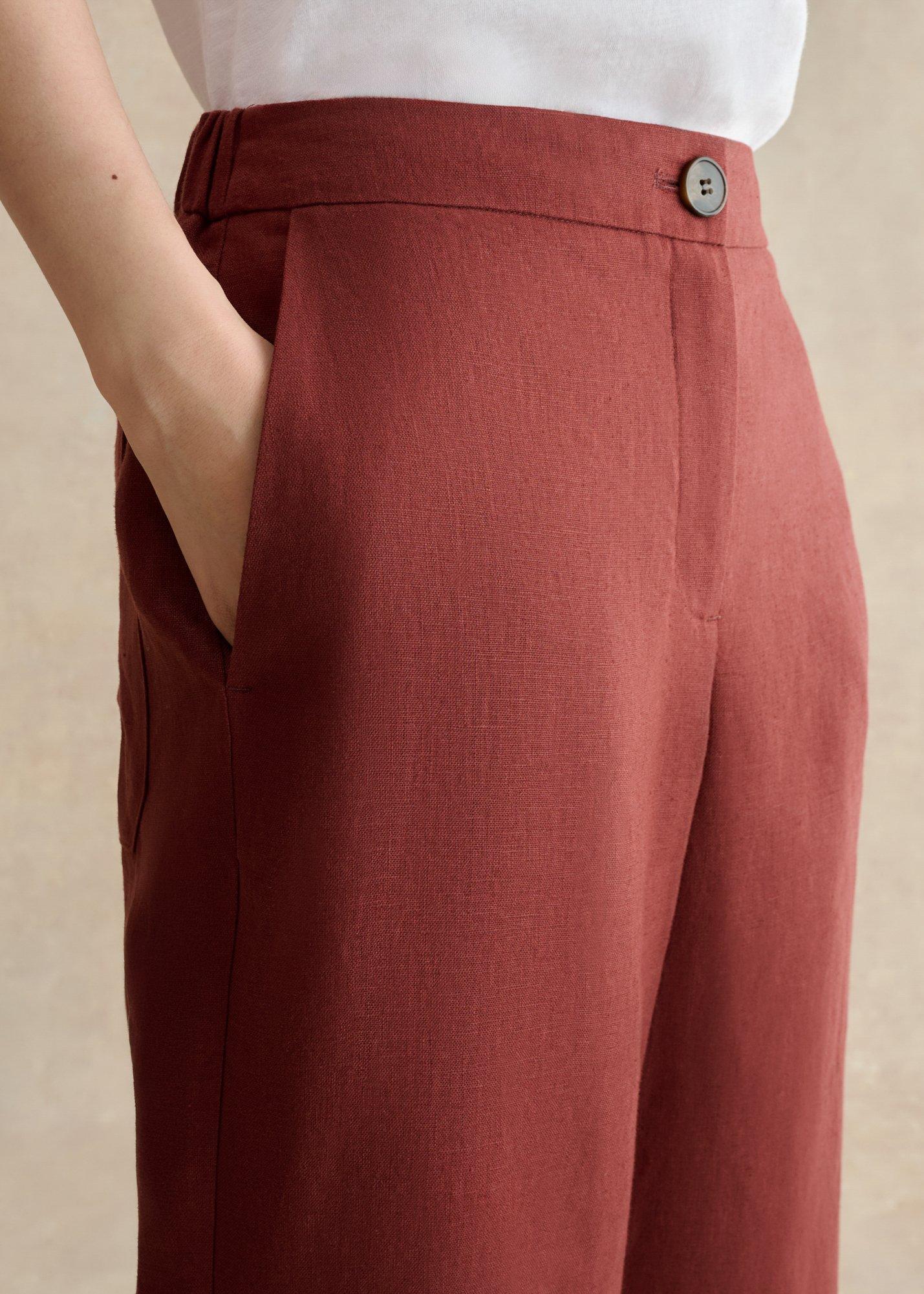 Petite Lillie Linen Wide Leg Trousers, Syrup Brown, hi-res
