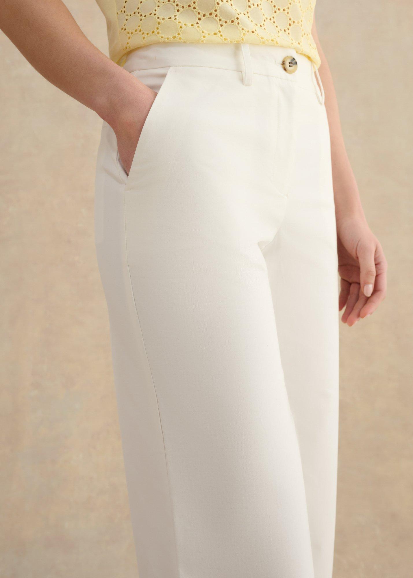 Clemmie Wide Leg Trousers, Milky White, hi-res