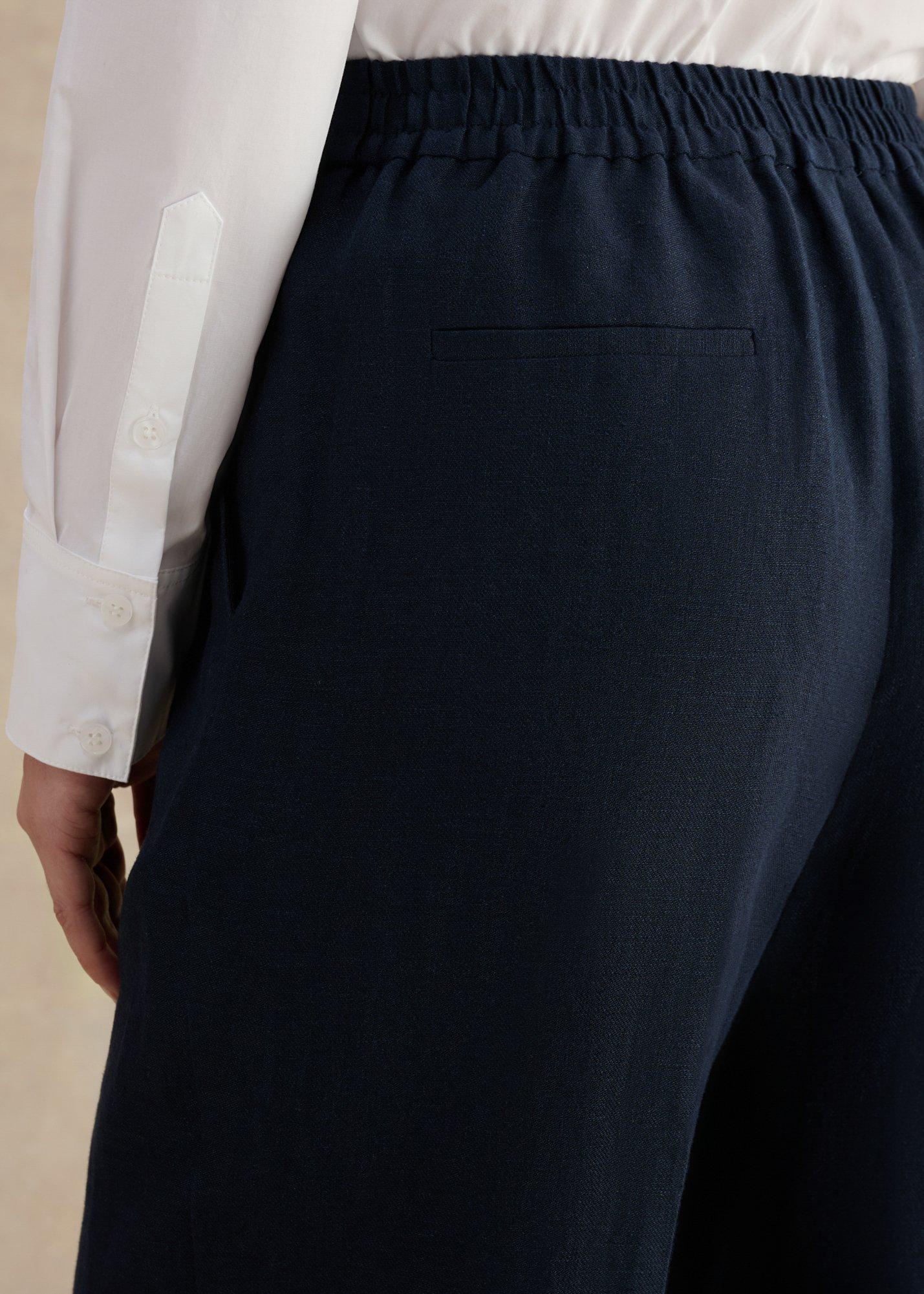 Alessia Linen Wide Leg Trousers, Navy, hi-res