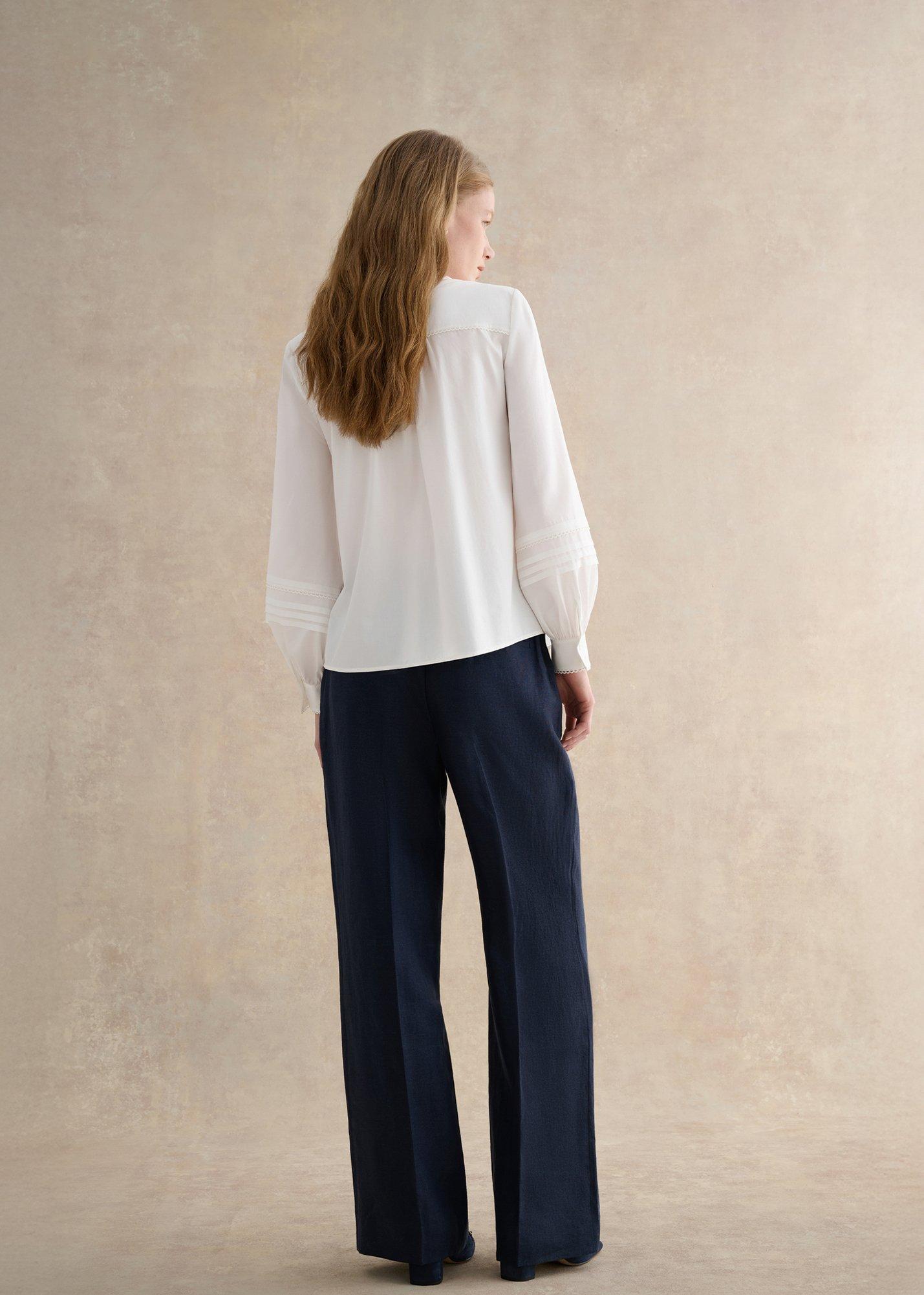 Alessia Linen Wide Leg Trousers, Navy, hi-res