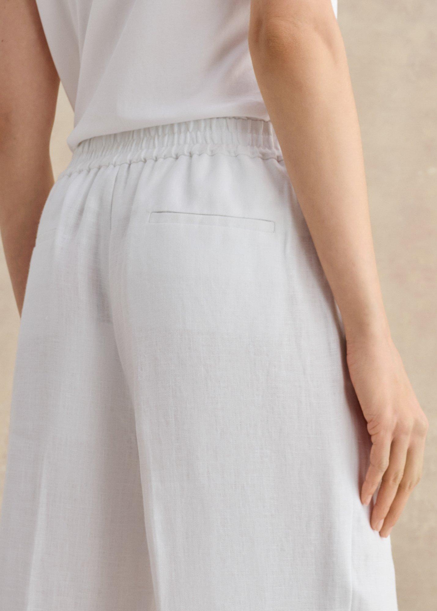 Alessia Linen Wide Leg Trousers, White, hi-res