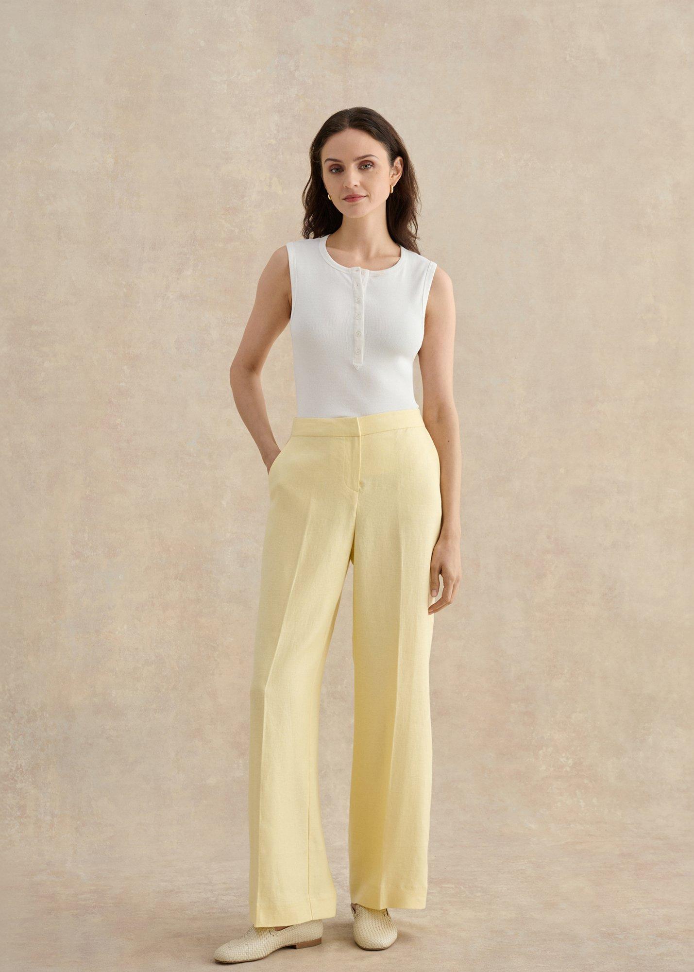 Petite Adalee Linen Wide Leg Trousers