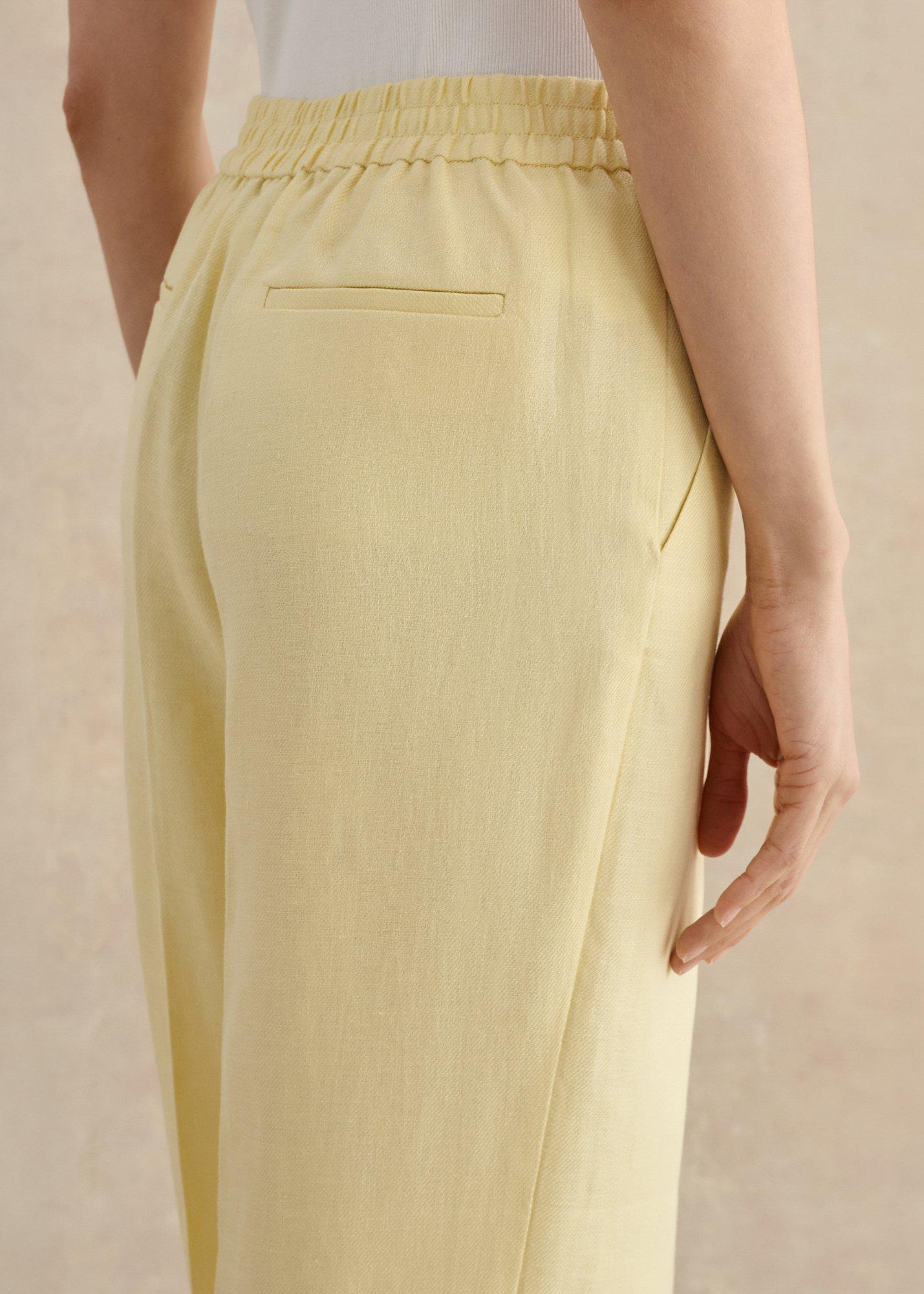 Petite Adalee Linen Wide Leg Trousers, Soft Yellow, hi-res