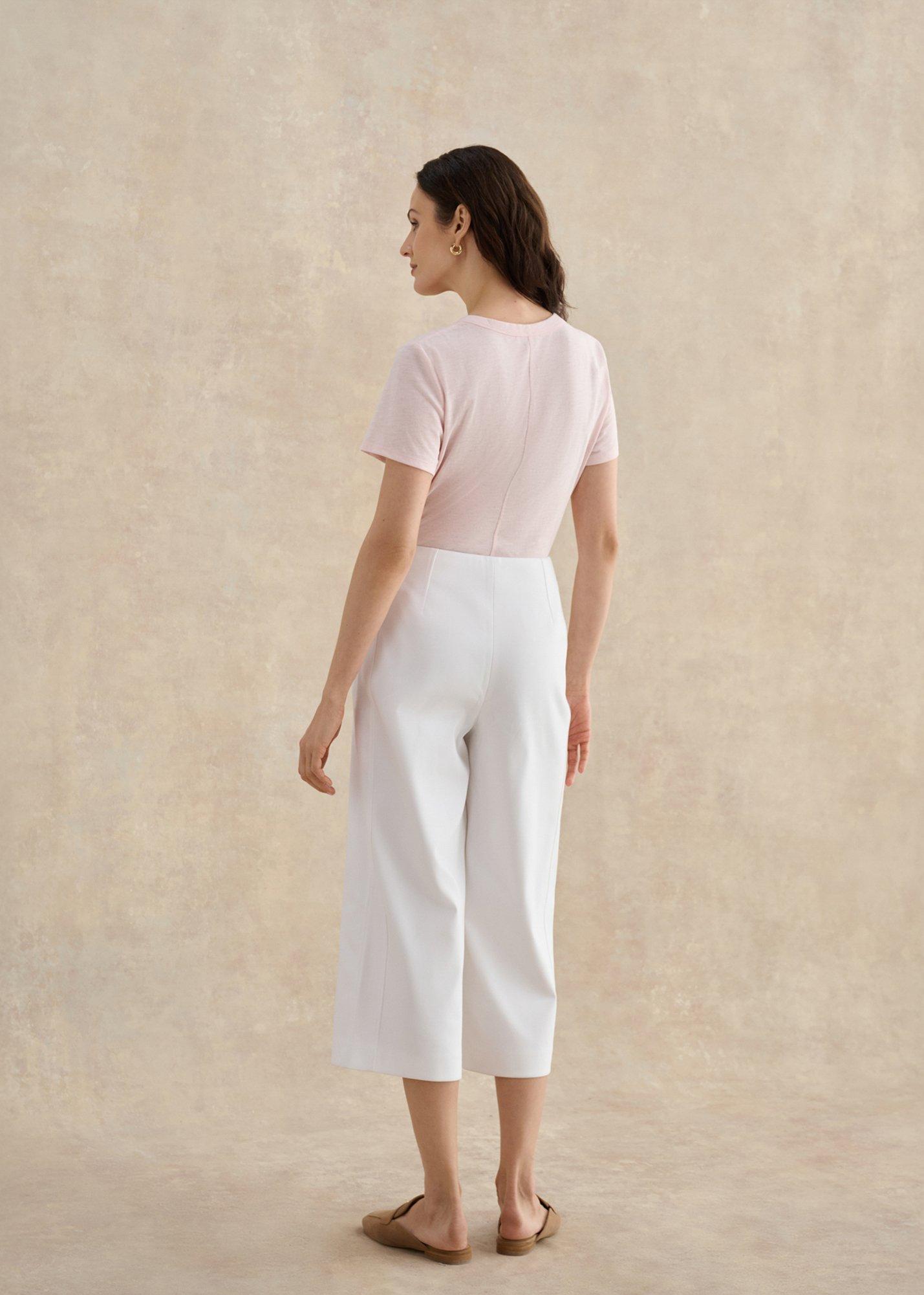 Petite Kimmi Crop Trousers, White, hi-res