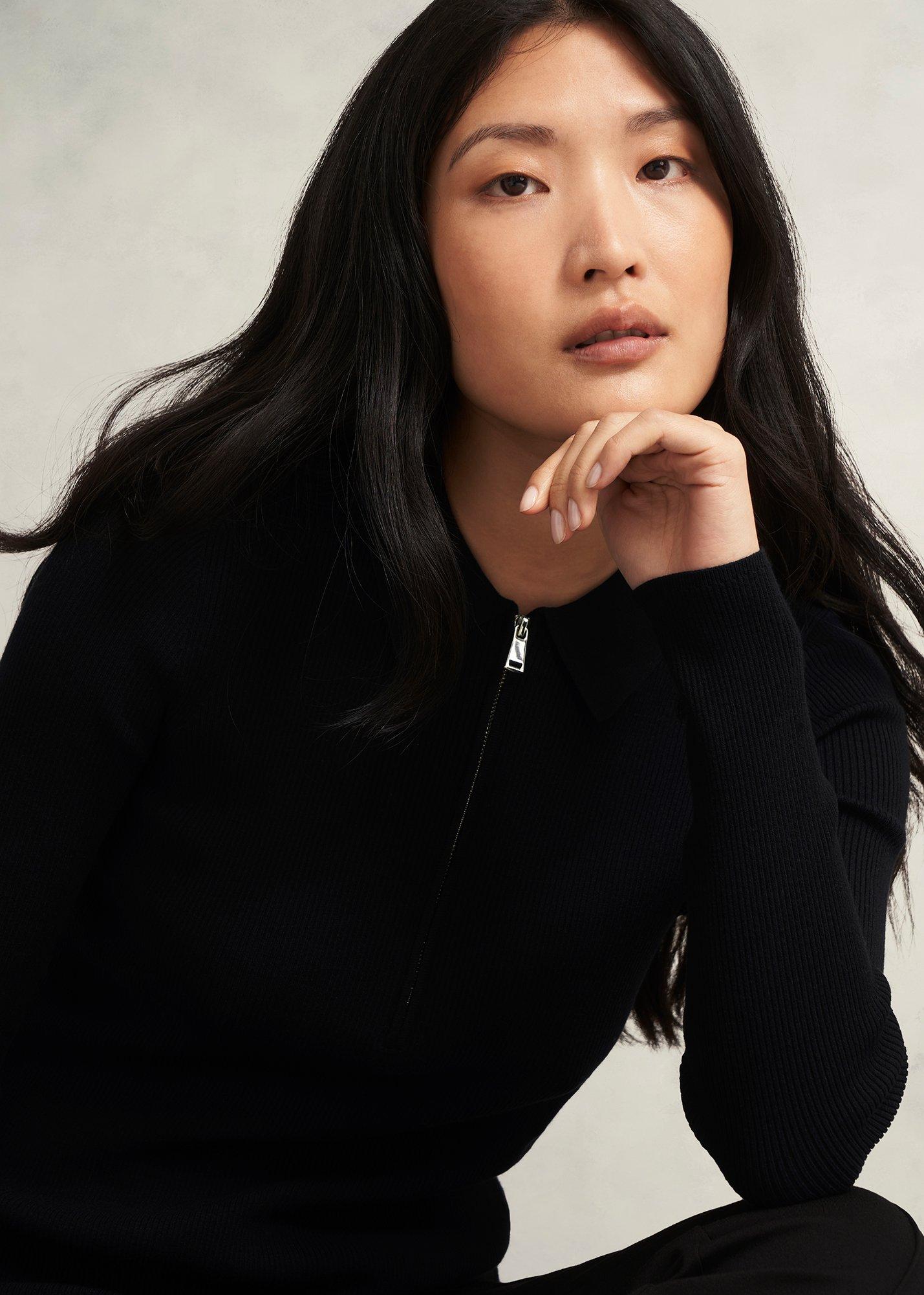 Darcie Knitted Shirt, Black, hi-res